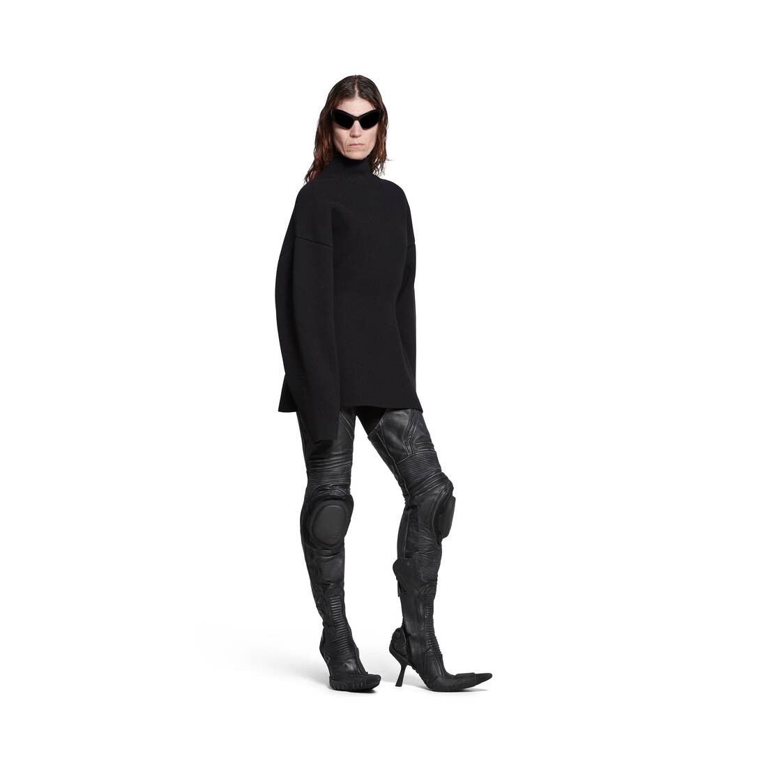 Women's Biker 90mm Over-the-knee Boot in Black - 7