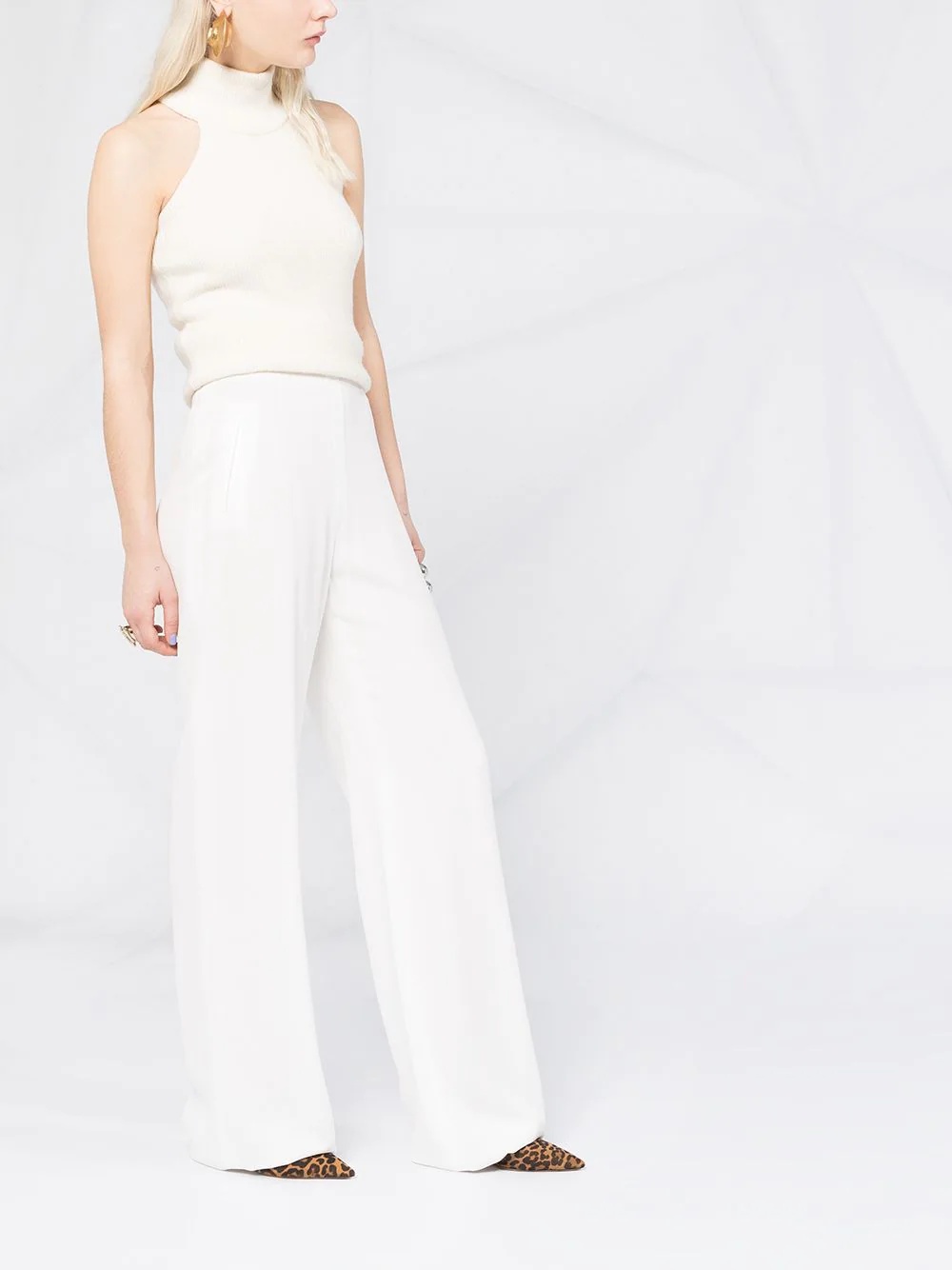 high-waisted wide-leg trousers - 6