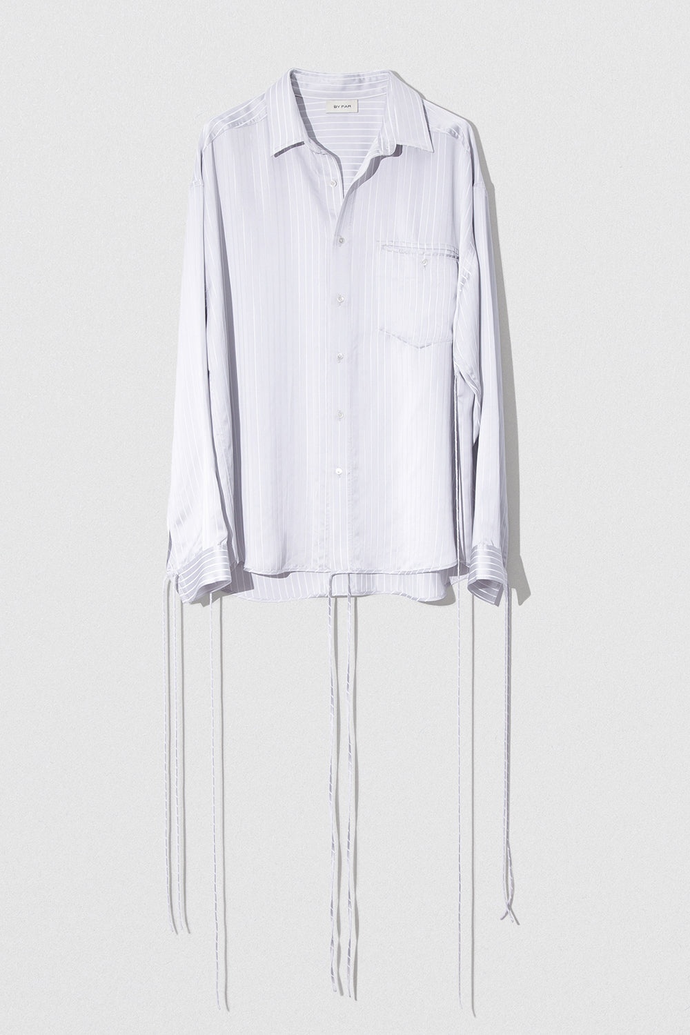 SATIN PIN STRIPE SHIRT GREY AND WHITE VISCOSE BLEND - 1