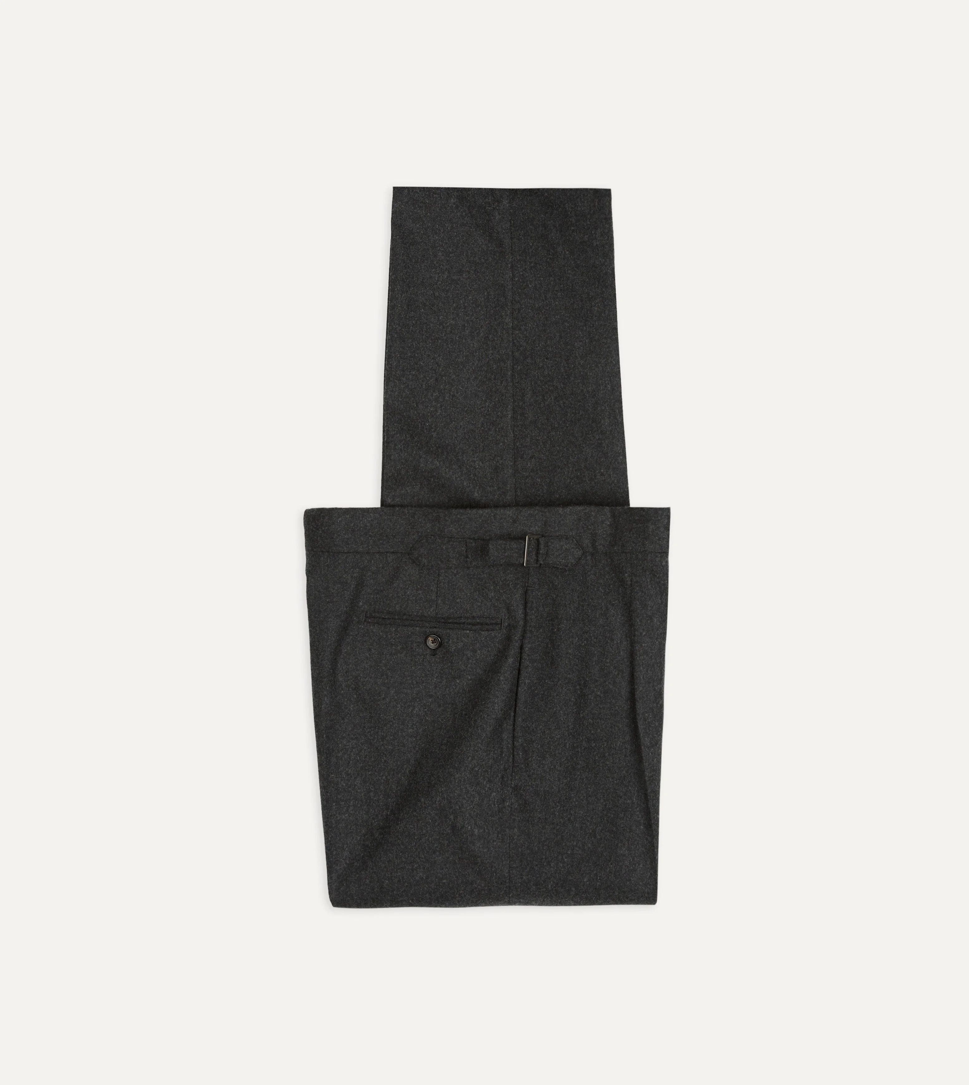 Charcoal Wool Flannel Single Pleat Trouser - 1