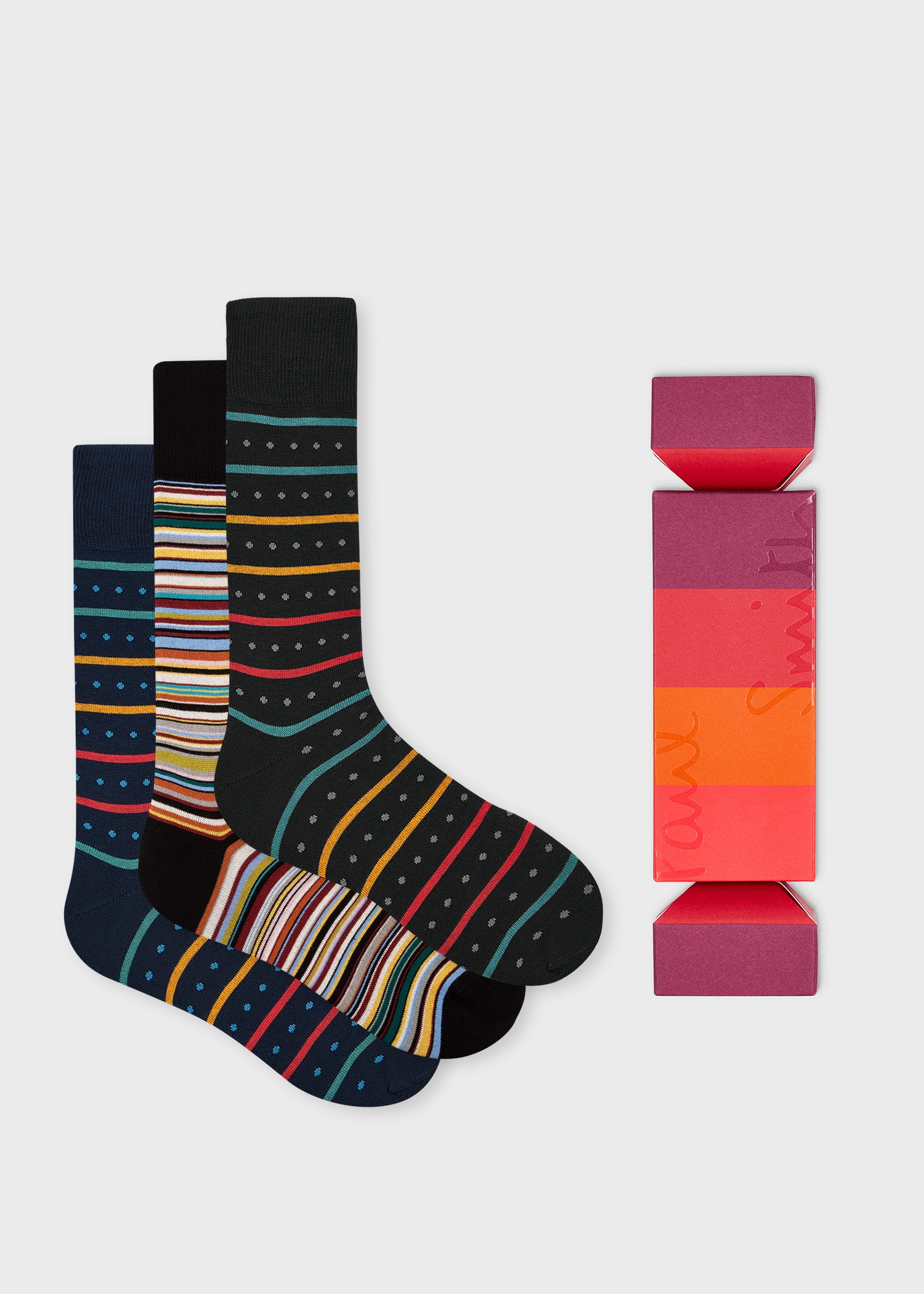 Men's Mixed Stripe 'Festive Cracker' Socks Three Pack - 1