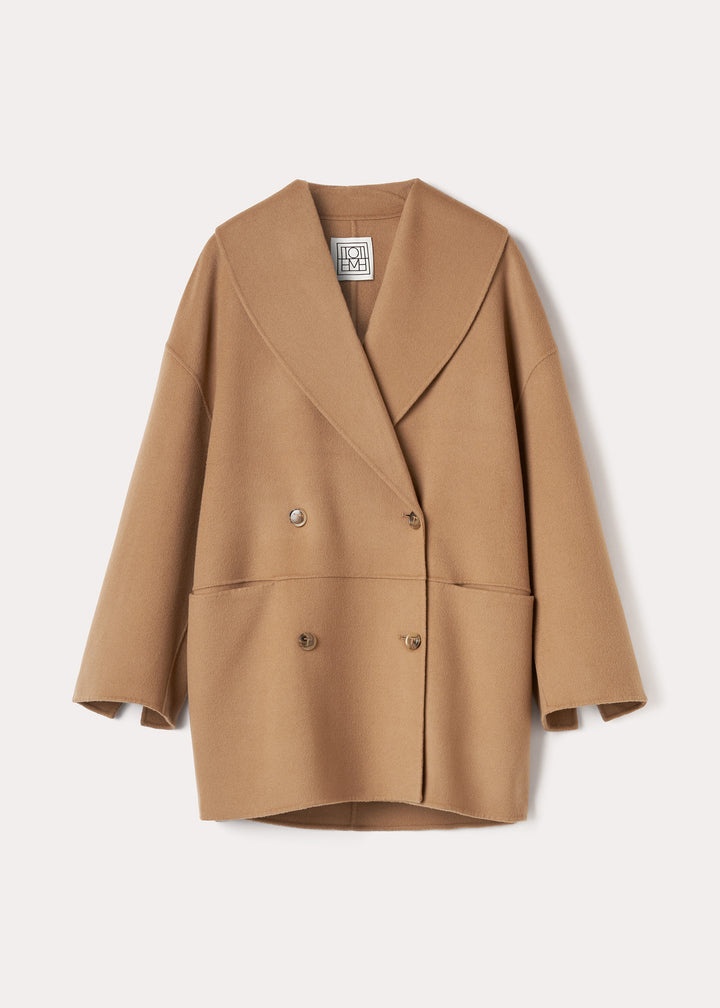 Double-breasted wool jacket camel - 1