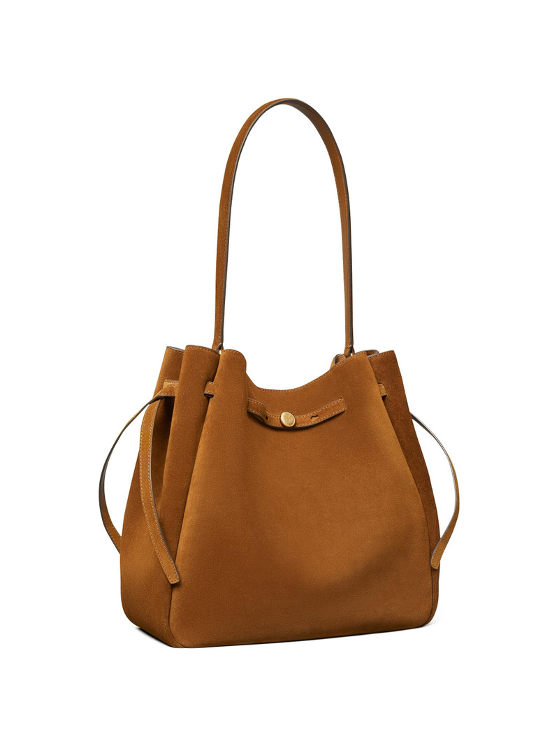 Women's Large Romy Suede Bucket Bag - Caramel 4