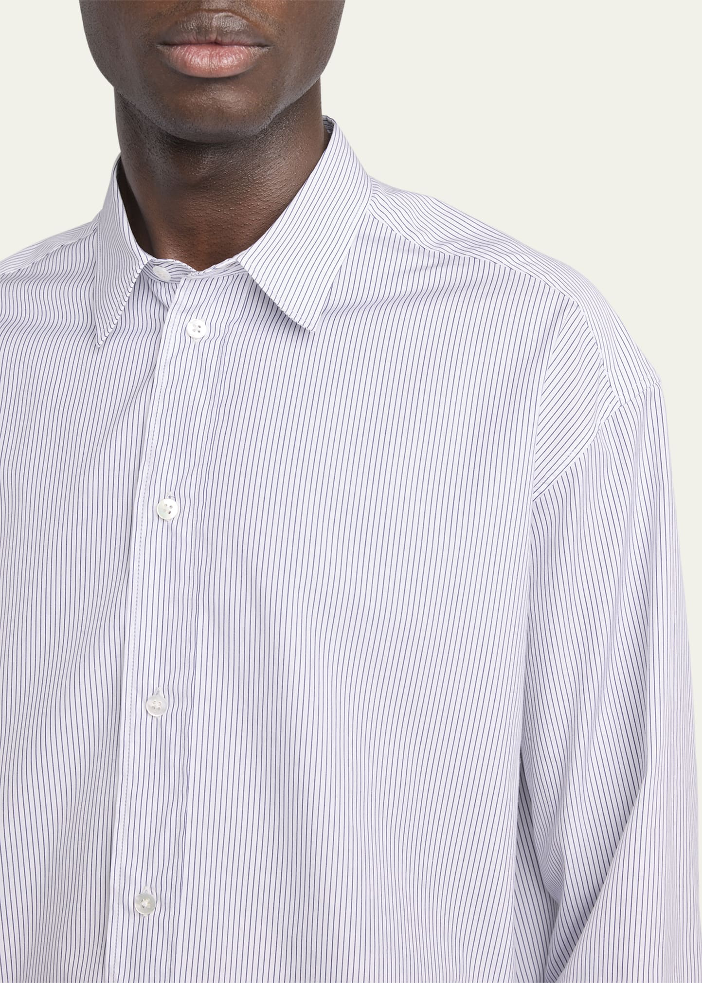 Men's Cotton Micro-Stripe Button-Down Shirt - 5