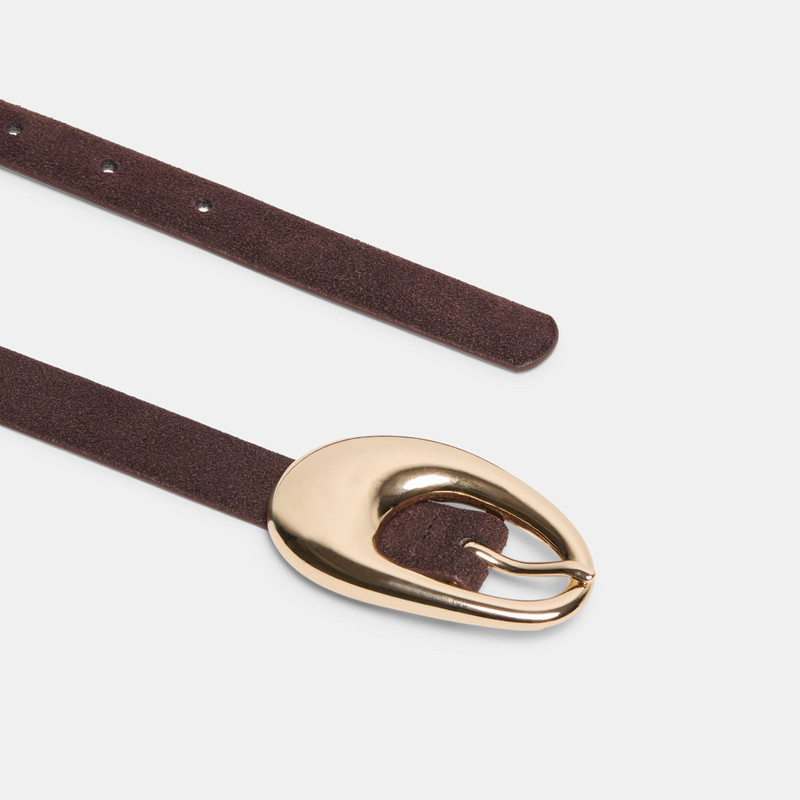 ORGANIC OVAL BUCKLE BELT MAHOGANY GOLD 5