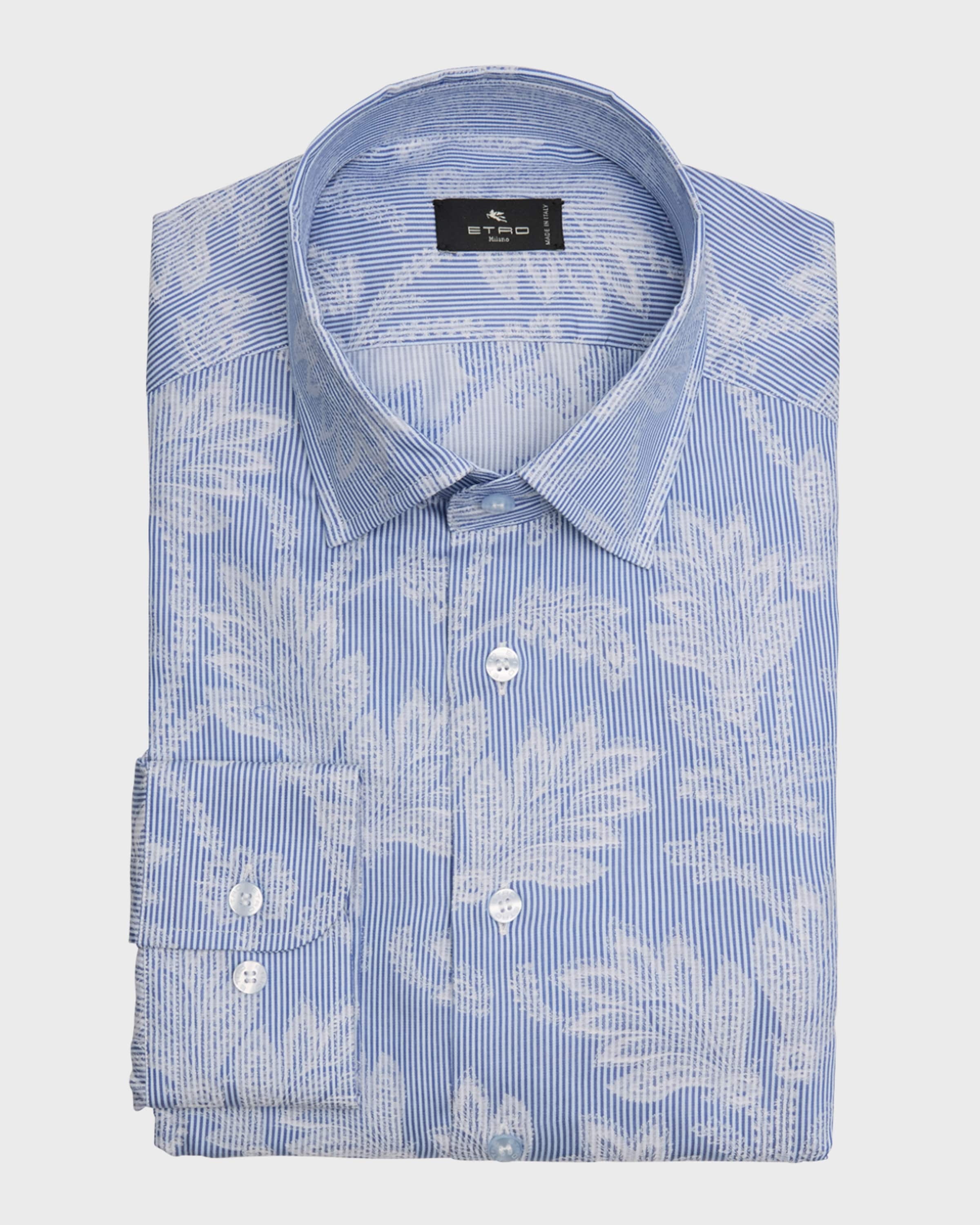 Men's Striped Floral Dress Shirt - 2