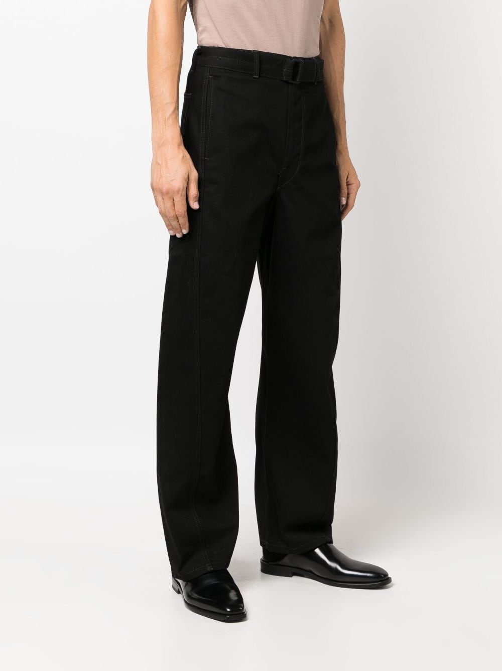 belted straight-leg trousers - 4