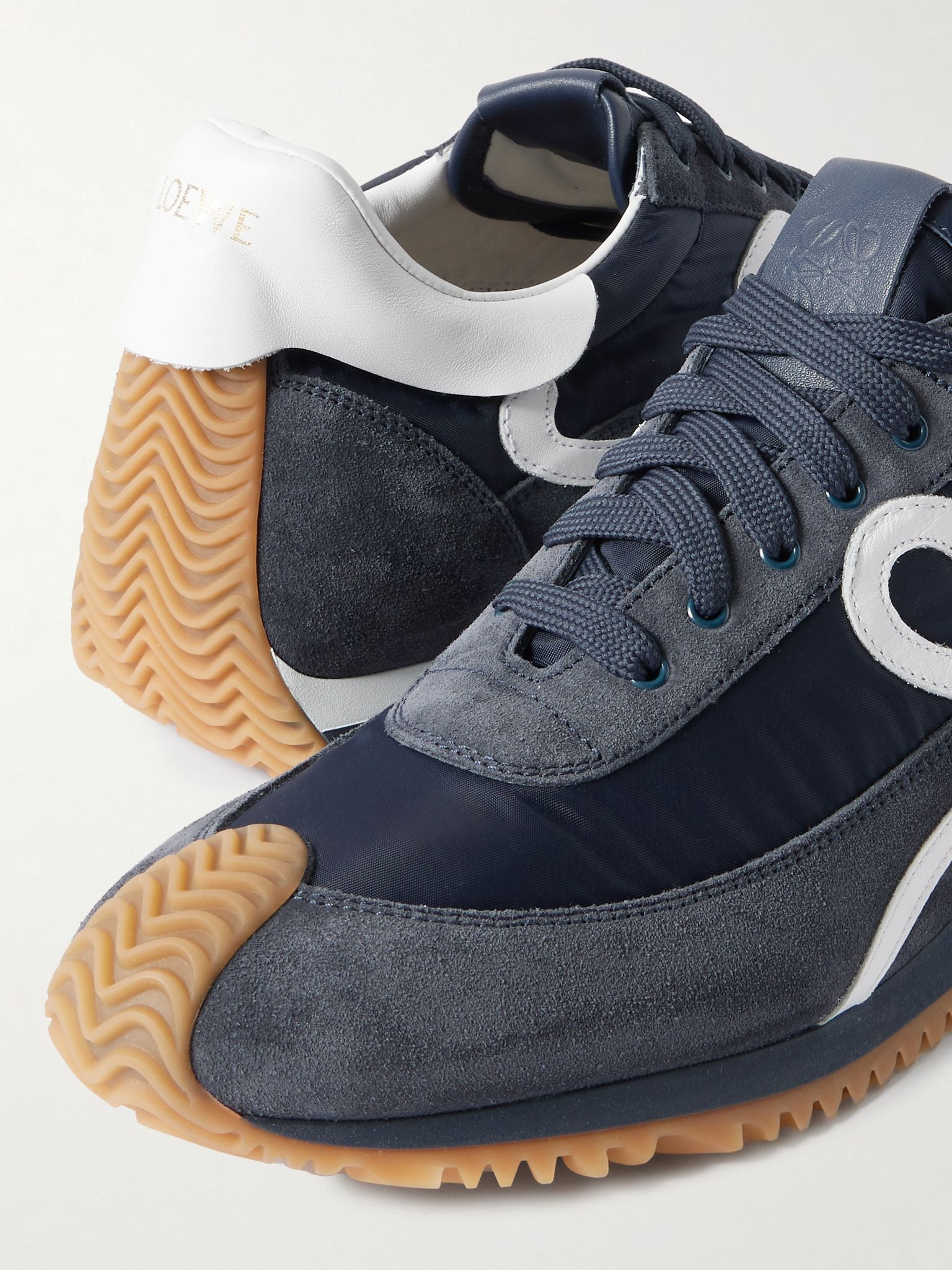 Flow Runner Leather-Trimmed Suede and Nylon Sneakers Navy - 5