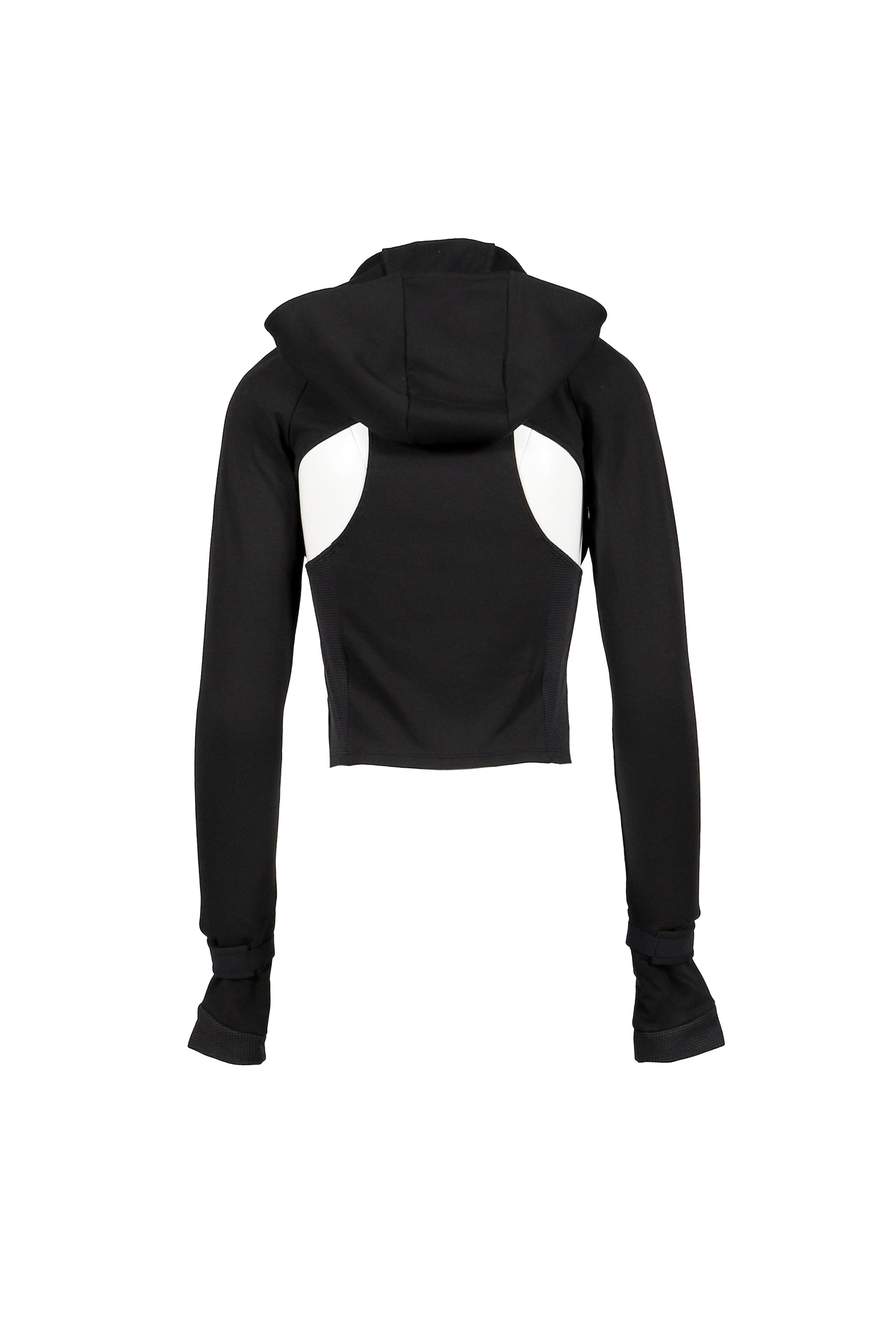 HOODED ASYMMETRIC ZIP TOP / BLK - 2