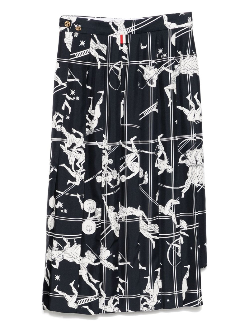 Thom Browne below-knee dropped-back pleated skirt outlook