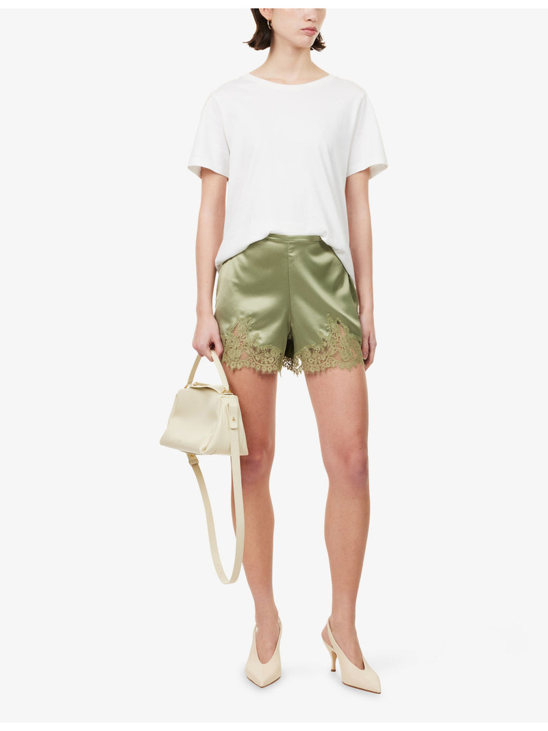 Reformation Fern Floral-Lace Satin Shorts outlook