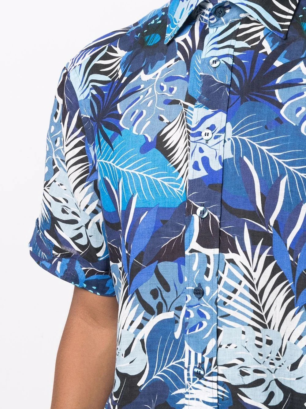 leaf-print linen shirt - 5