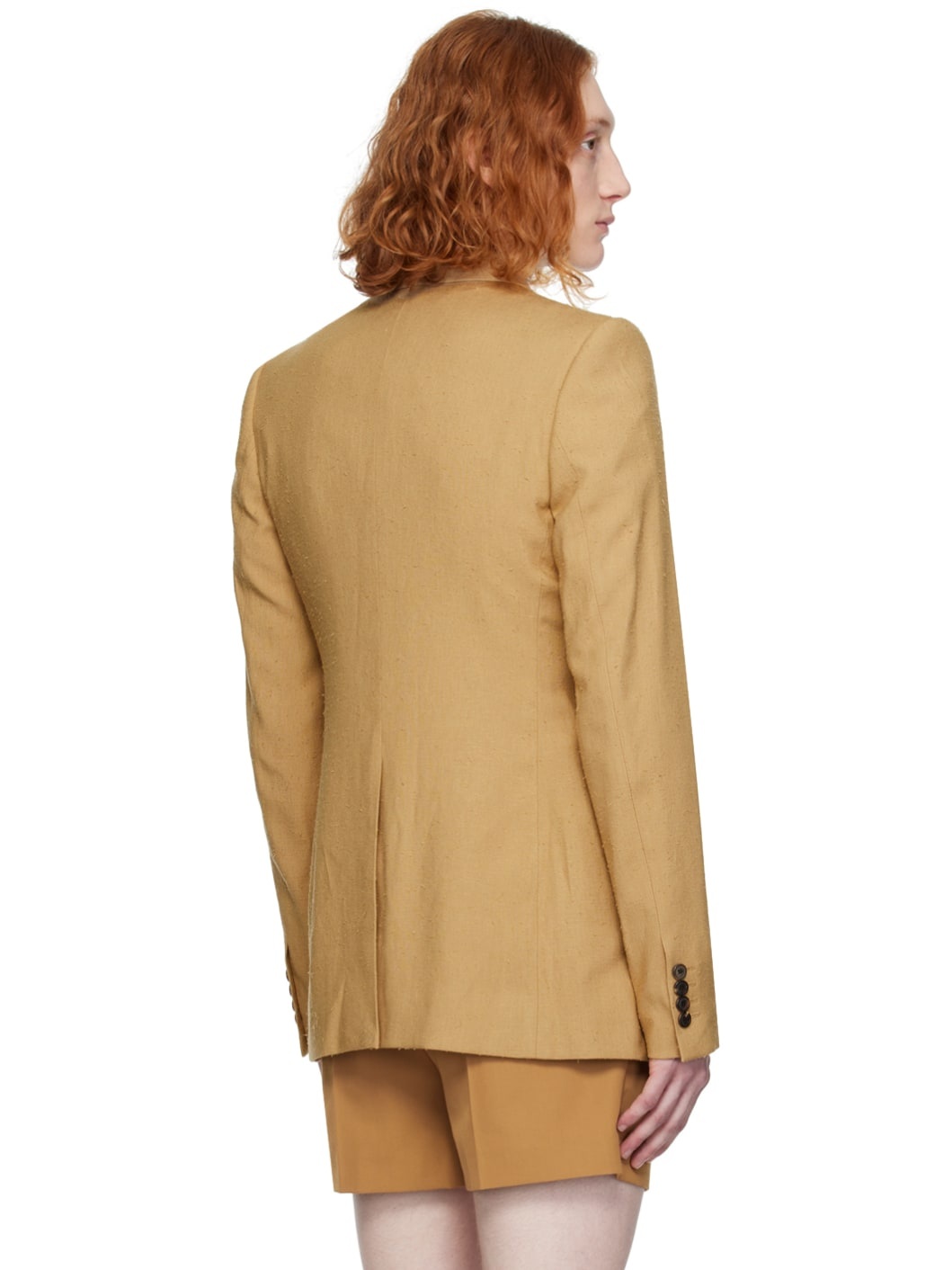 Beige Three-Button Blazer - 3