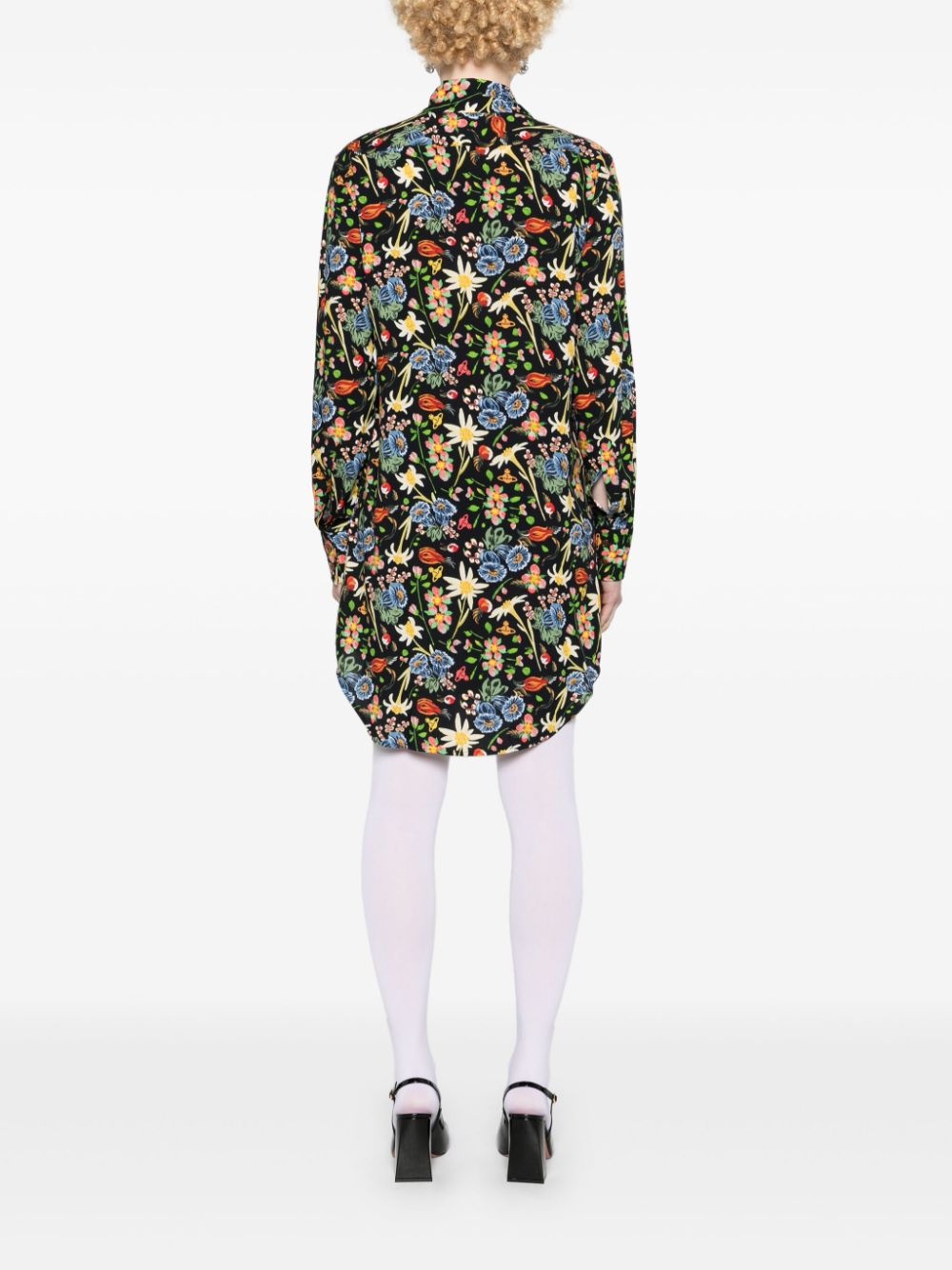 Heart floral-print shirt minidress - 4