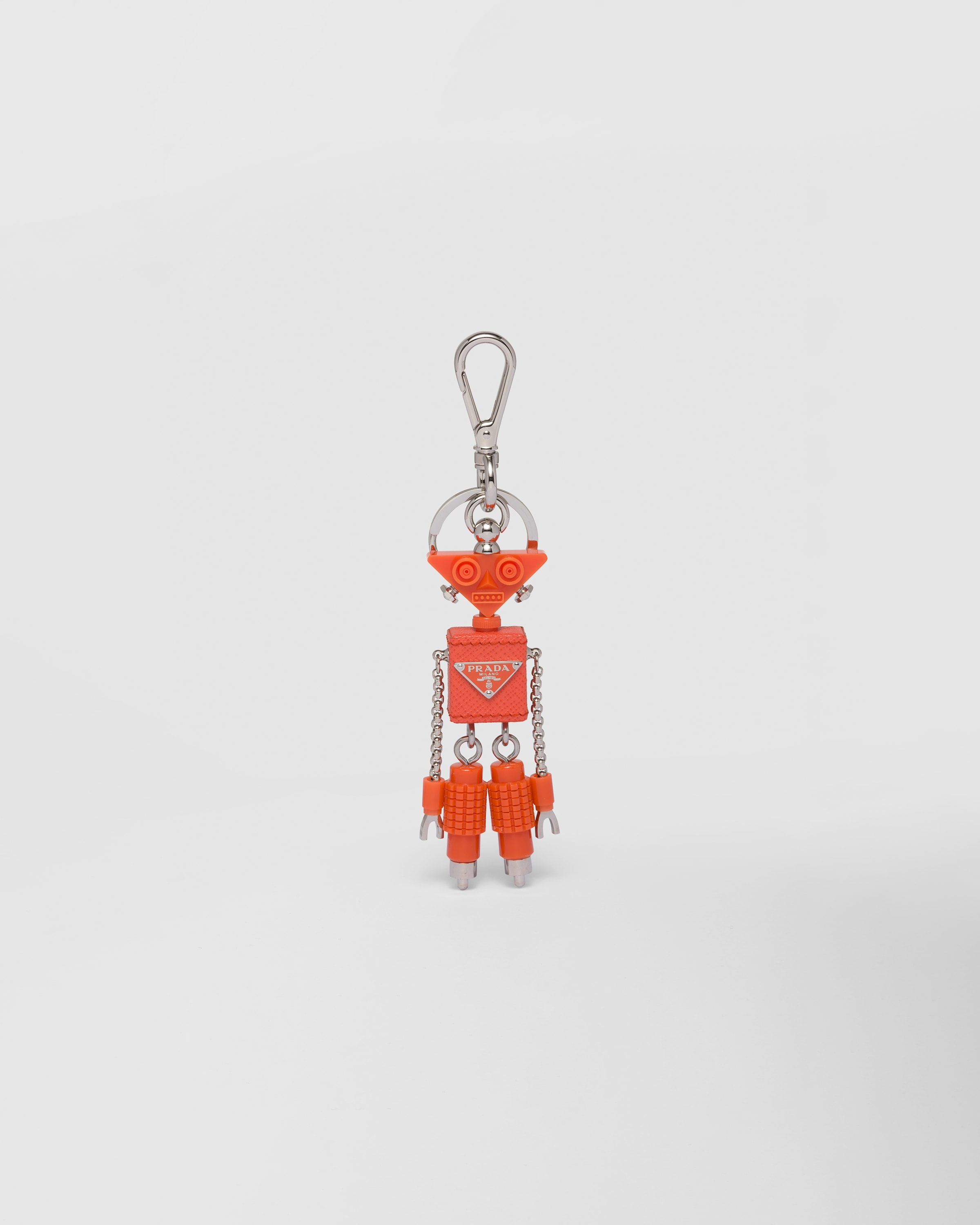 Saffiano leather robot trick keychain - 1