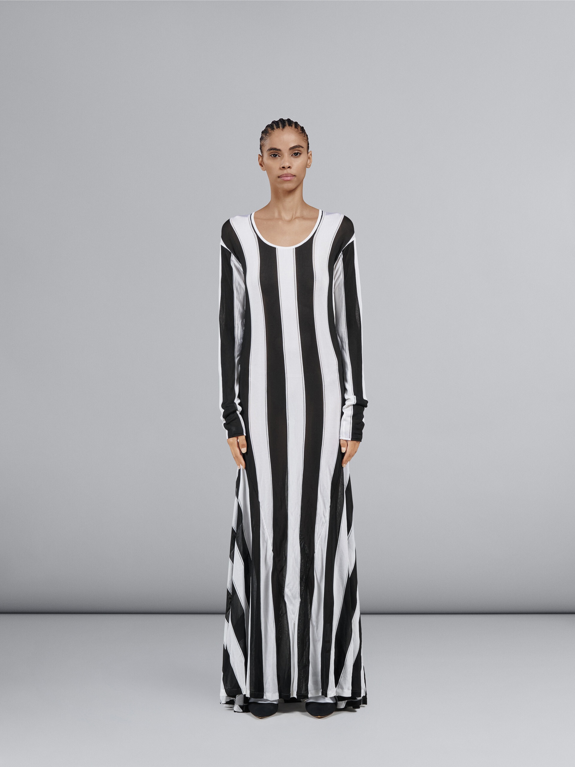 STRIPED KNIT VISCOSE LONG DRESS - 2