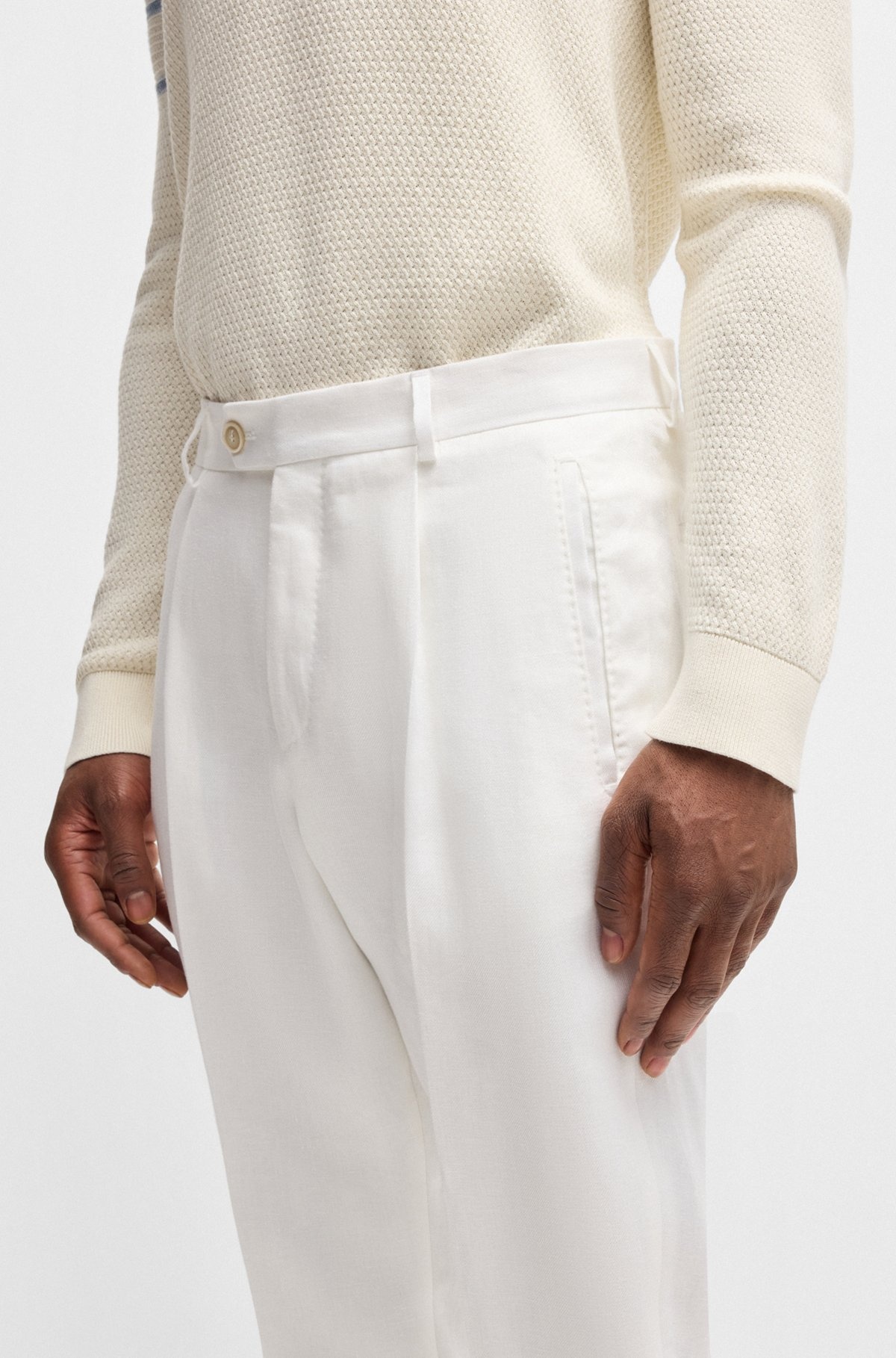 REGULAR-FIT TROUSERS IN LINEN - 5