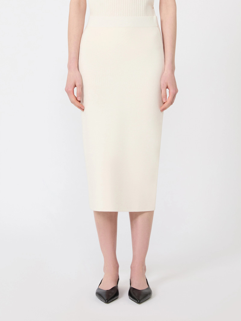 NUVOLE Stretch viscose pencil skirt - WHITE 3