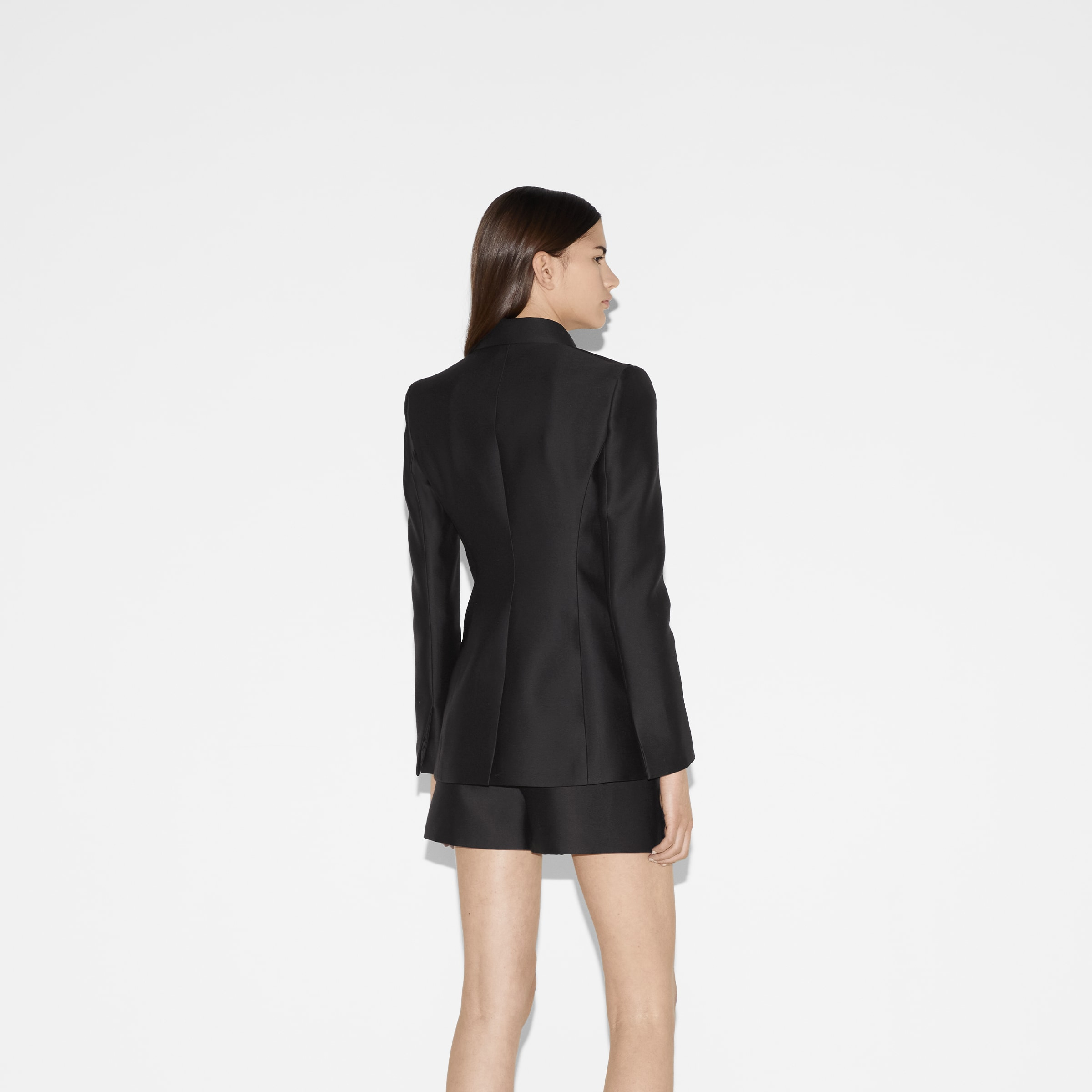 Double-breasted wool silk jacket - 4