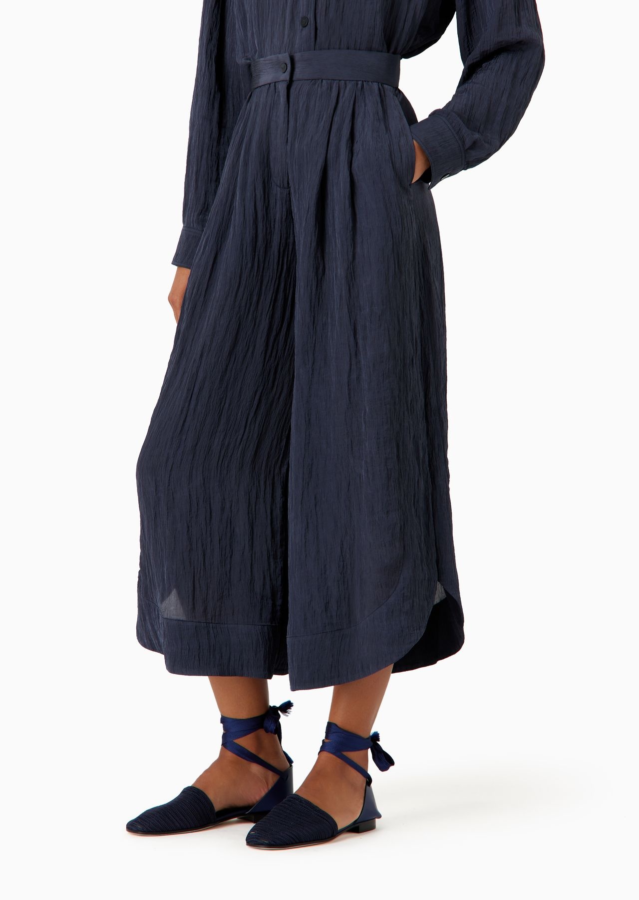Extra wide-leg nylon-crépon trousers - 2