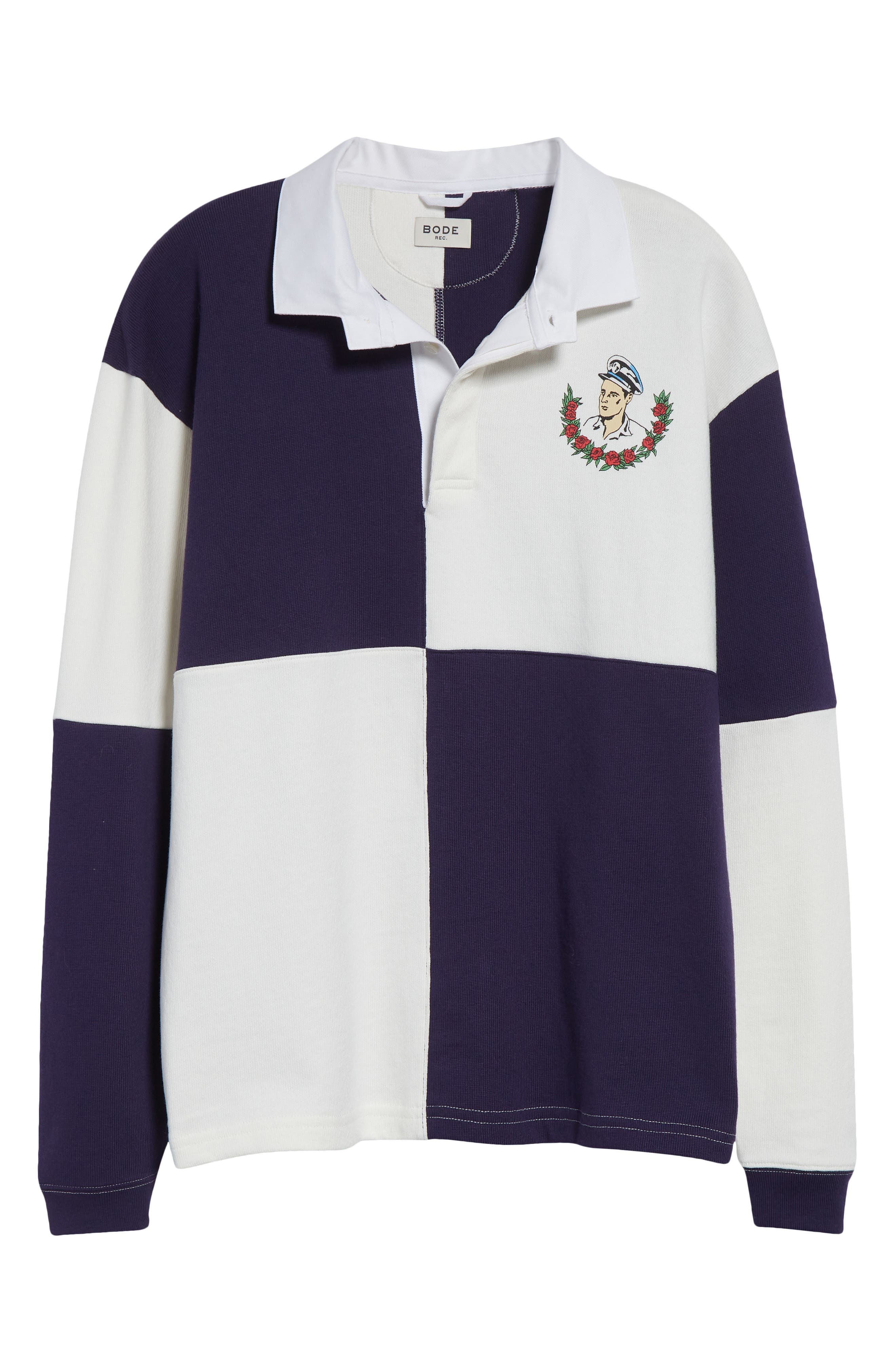 Bode Grandfather Colorblock Polo in Navy/White at Nordstrom - 5