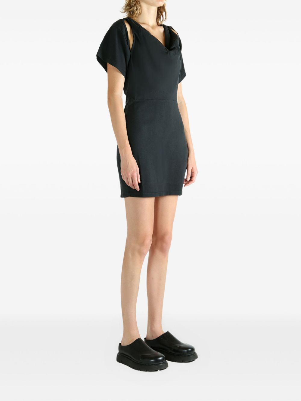 cut-out draped mini dress - 3