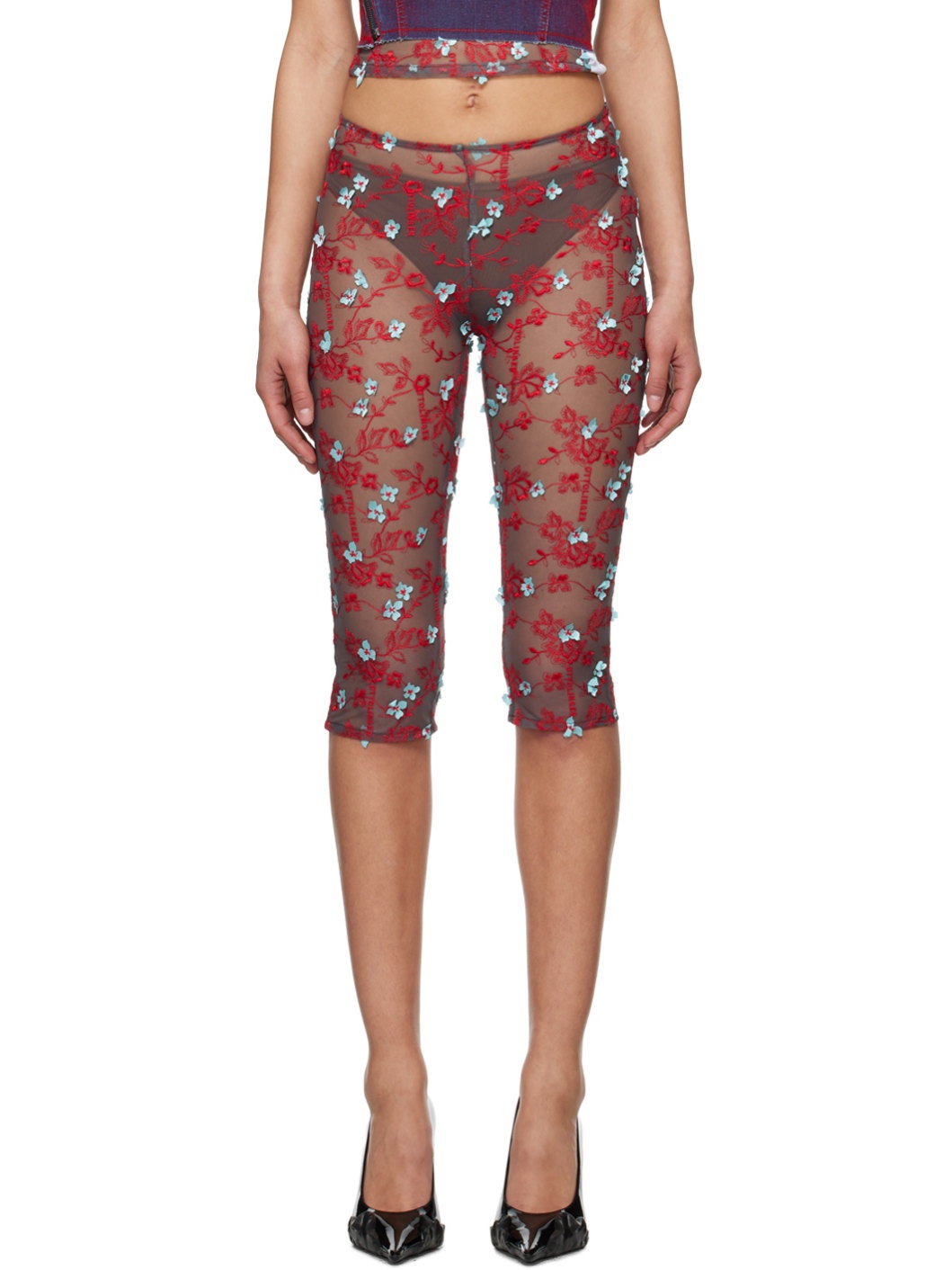 Red Floral Shorts - 1
