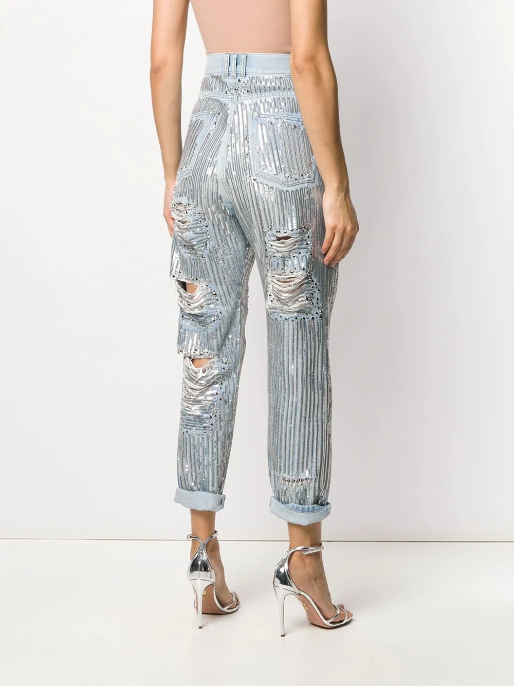 high-rise sequin boyfriend jeans - 4