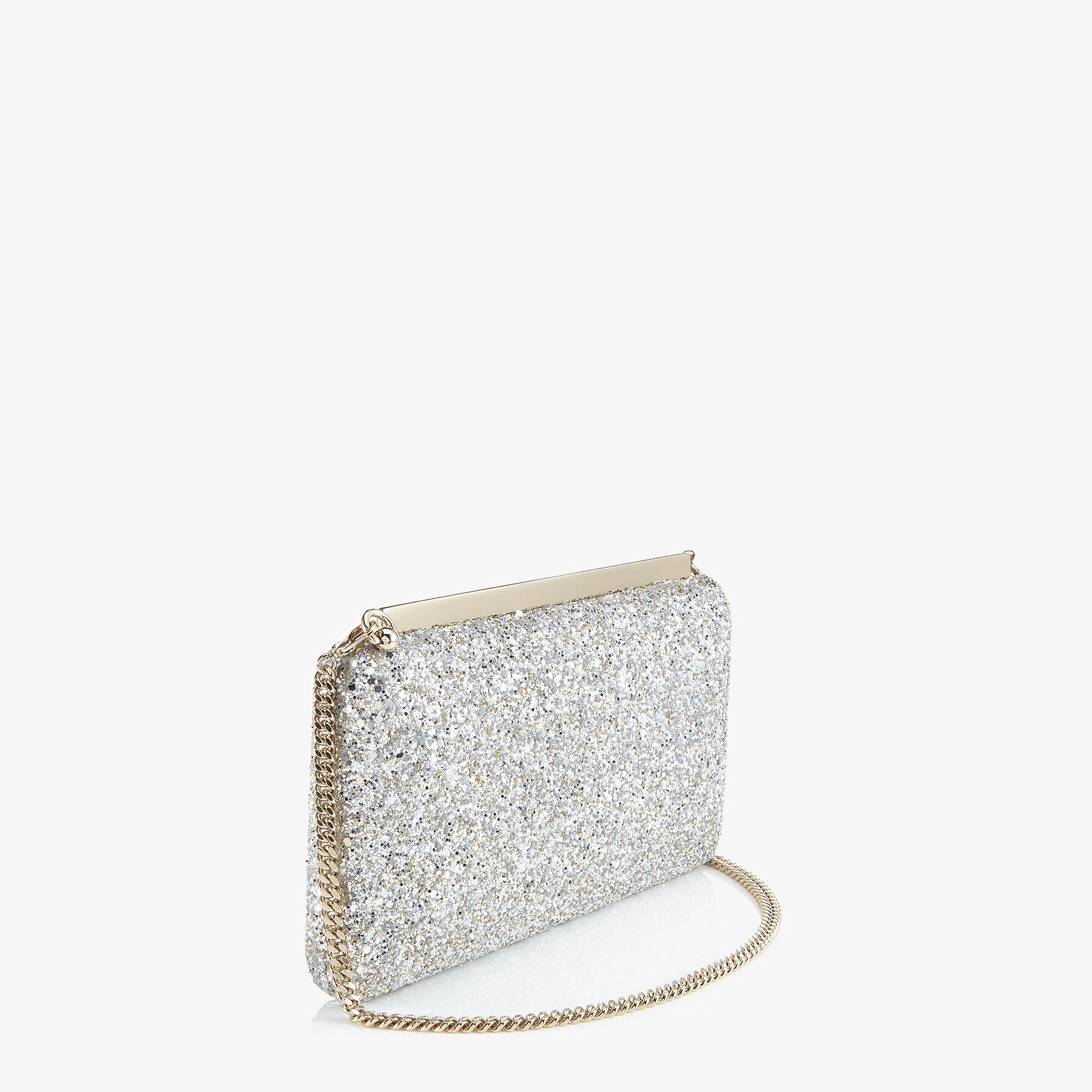 Ellipse
Champagne Coarse Glitter Fabric Clutch Bag - 4