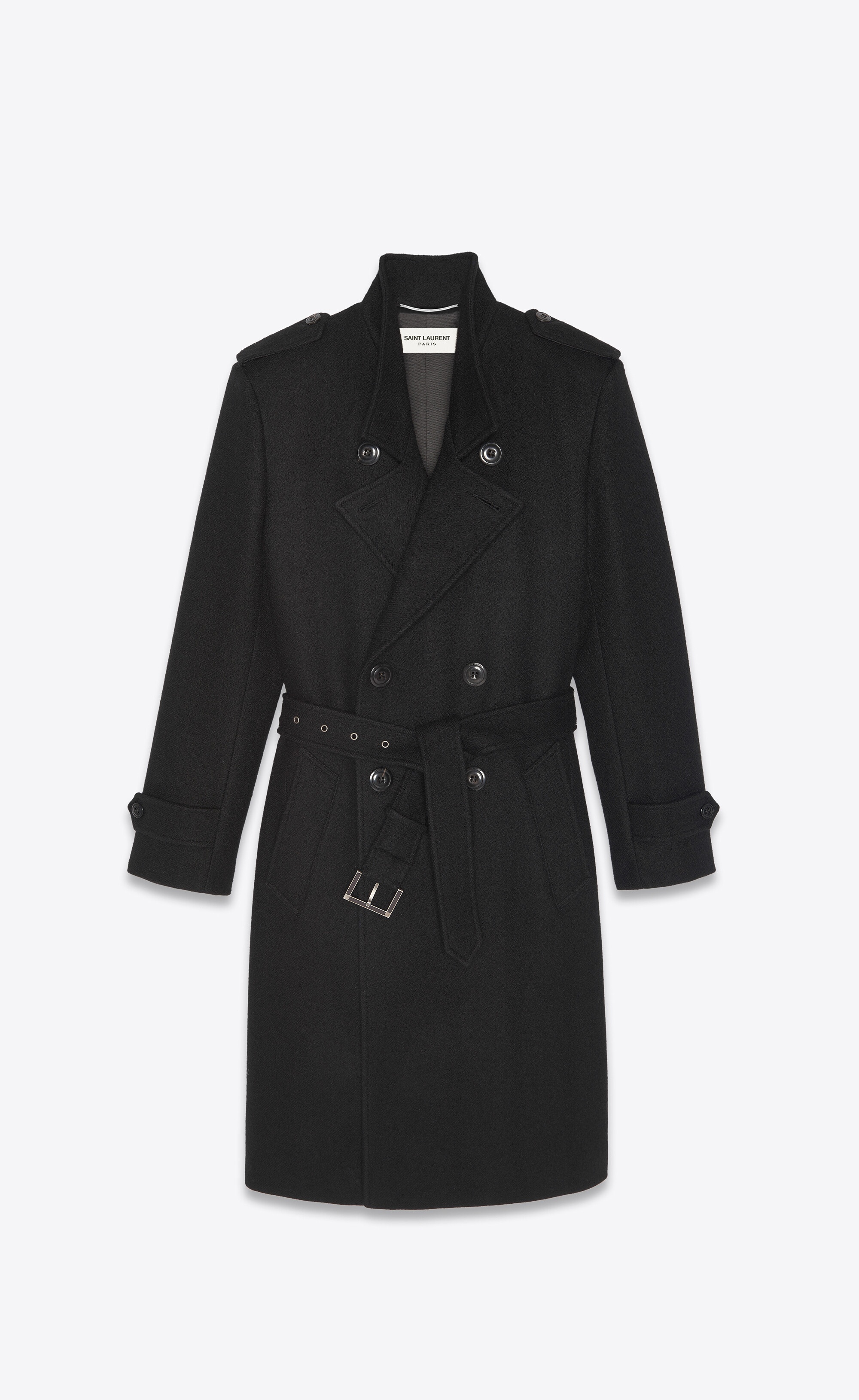 double-breasted trench coat in wool felt - 1