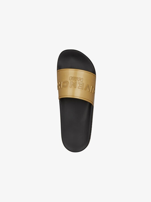 GIVENCHY PARIS METALLIZED FLAT SANDALS - 5