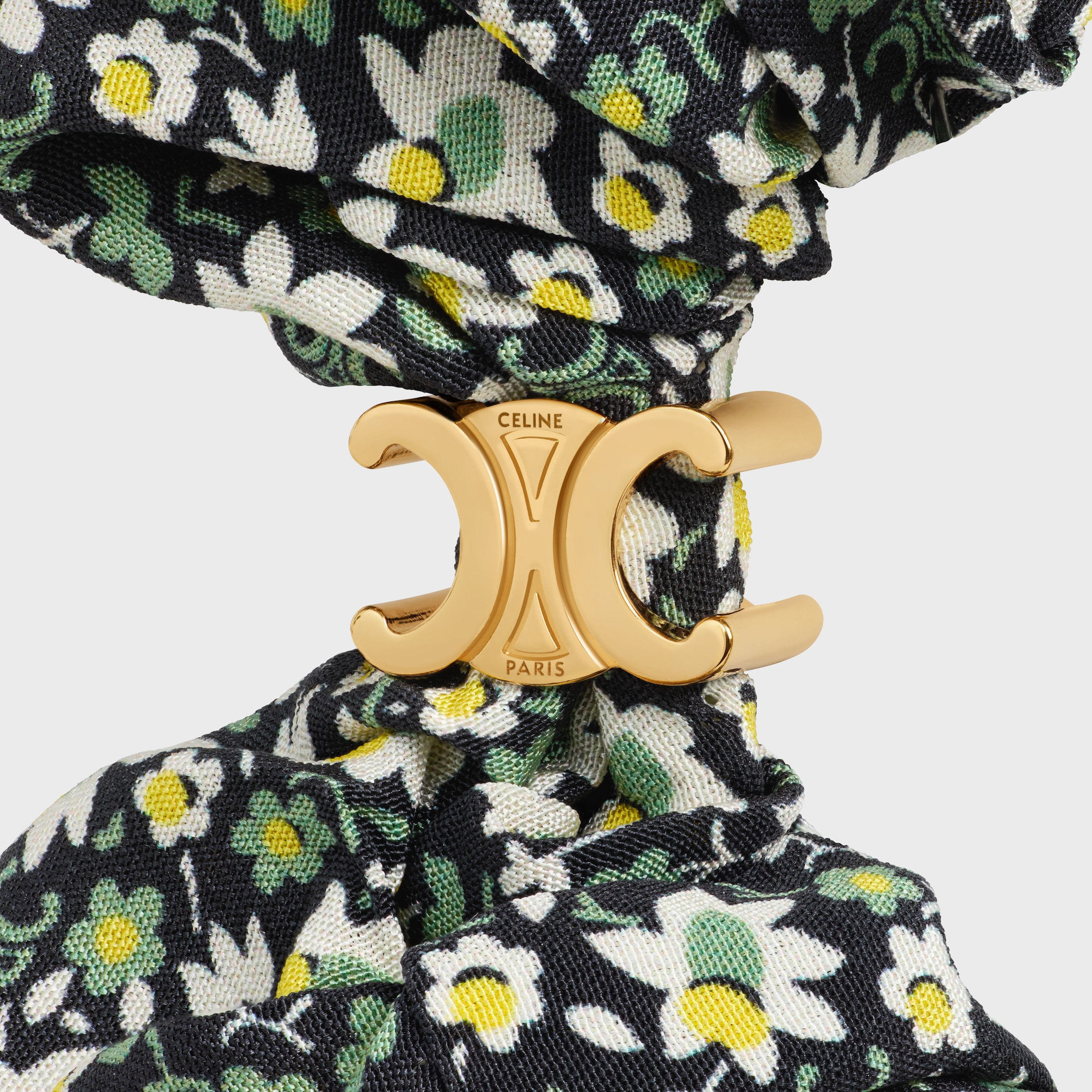 Celine Liberty Scrunchy in silk and Brass with Gold Finish - 2