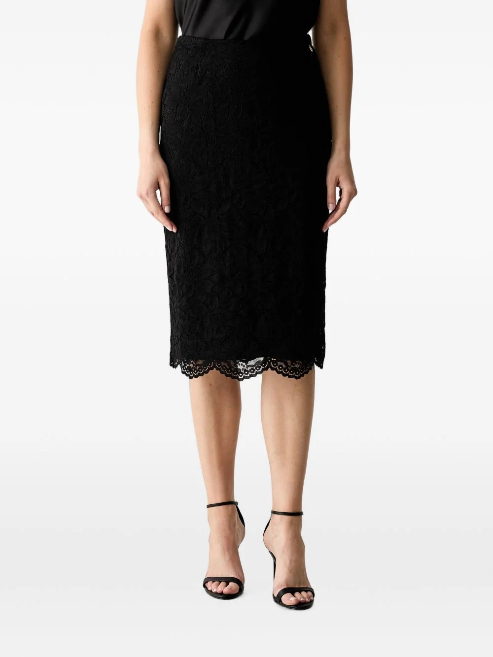 logo-plaque scalloped-hem midi skirt - 1