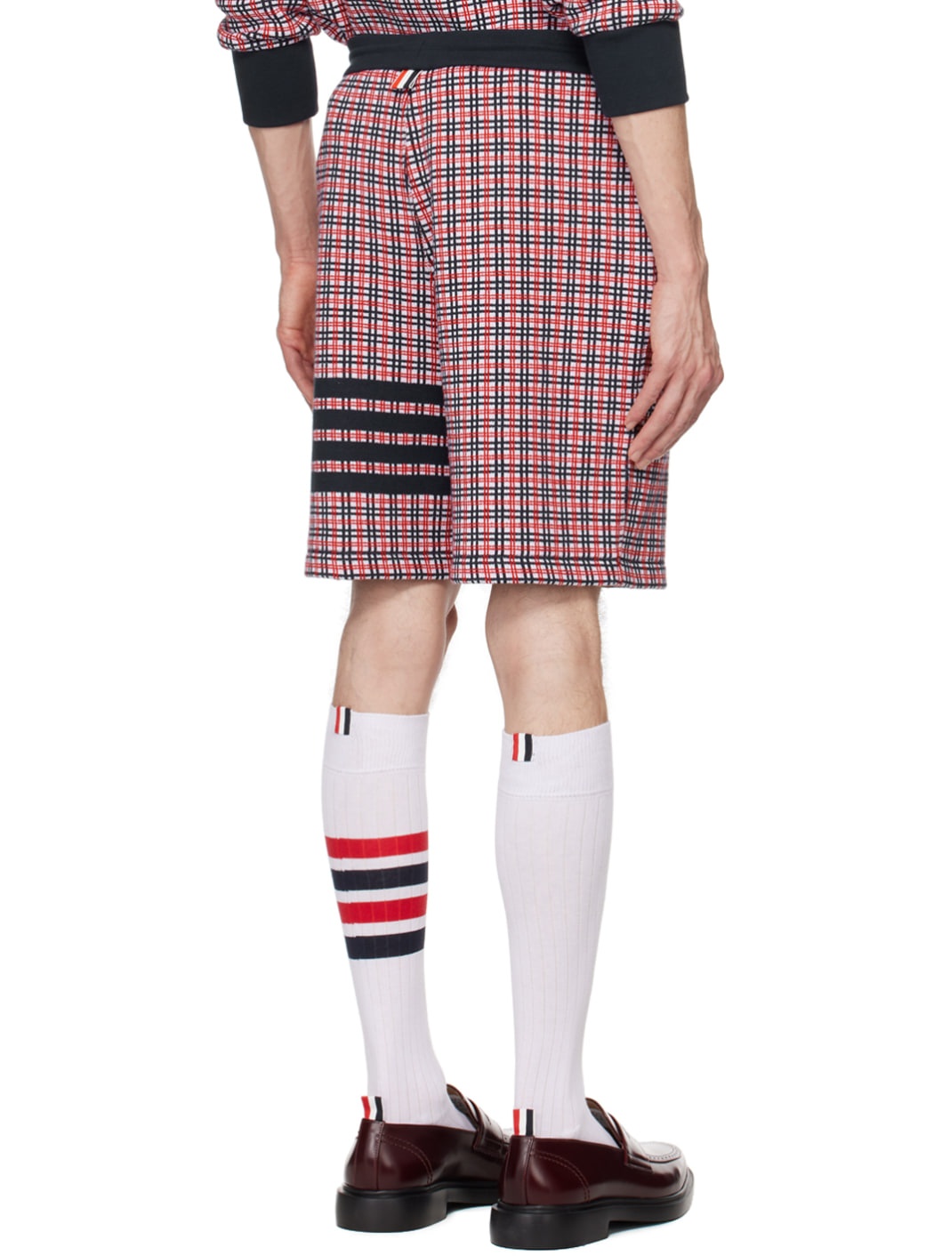 Navy & Red Check 4-Bar Shorts - 3