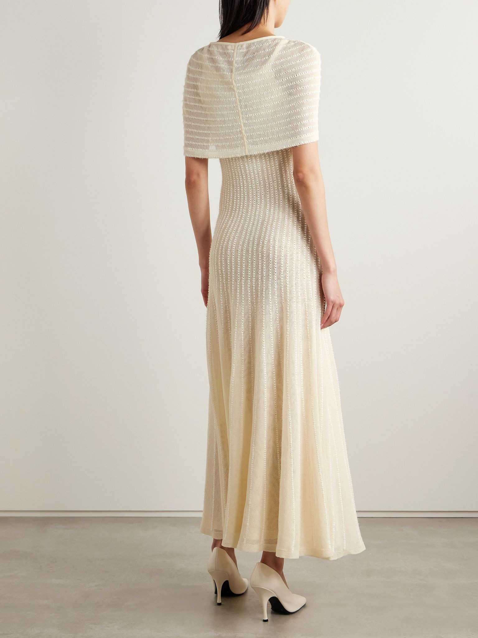 Thora pointelle-knit midi dress Cream - 4