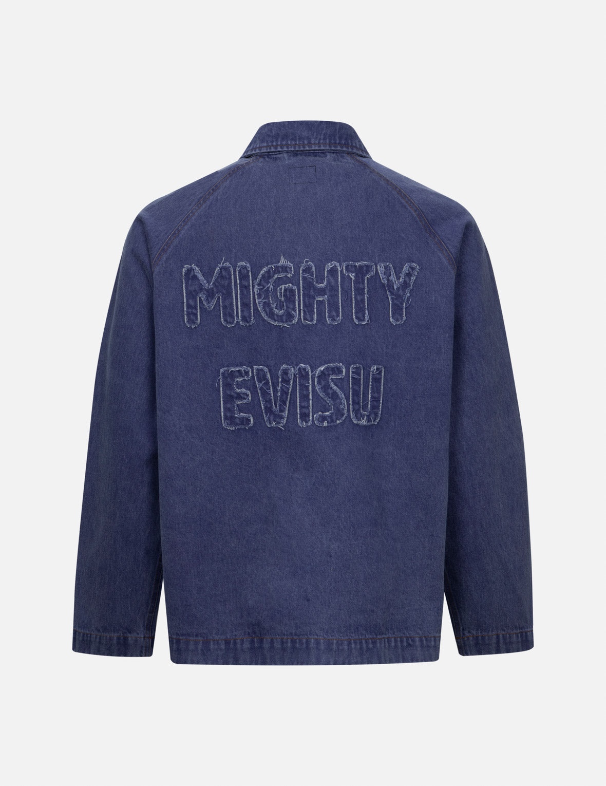 SEAGULL AND SLOGAN EMBROIDERY OVERSIZED  DENIM COACH JACKET - 2