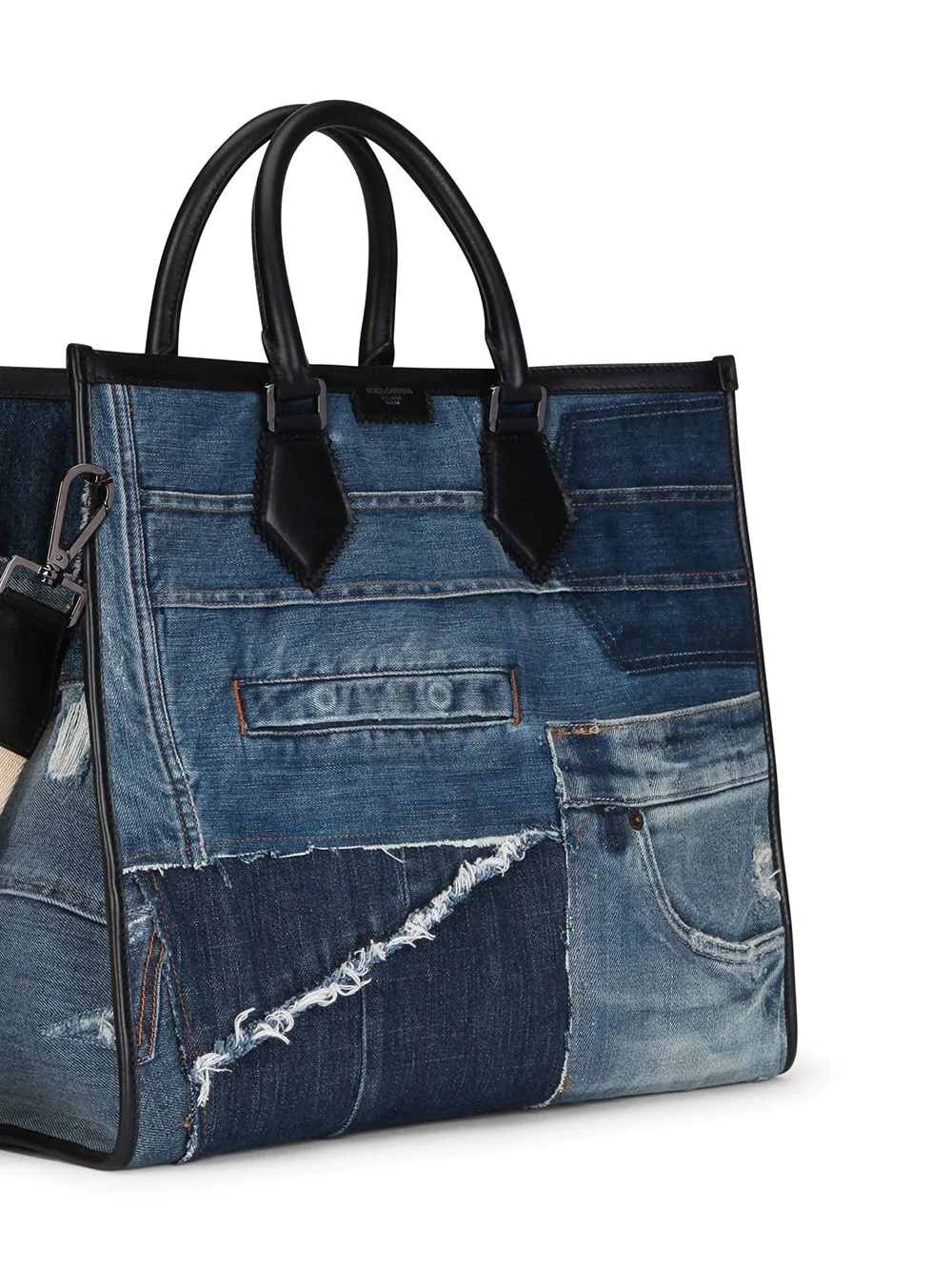 patchwork-design denim tote bag - 3