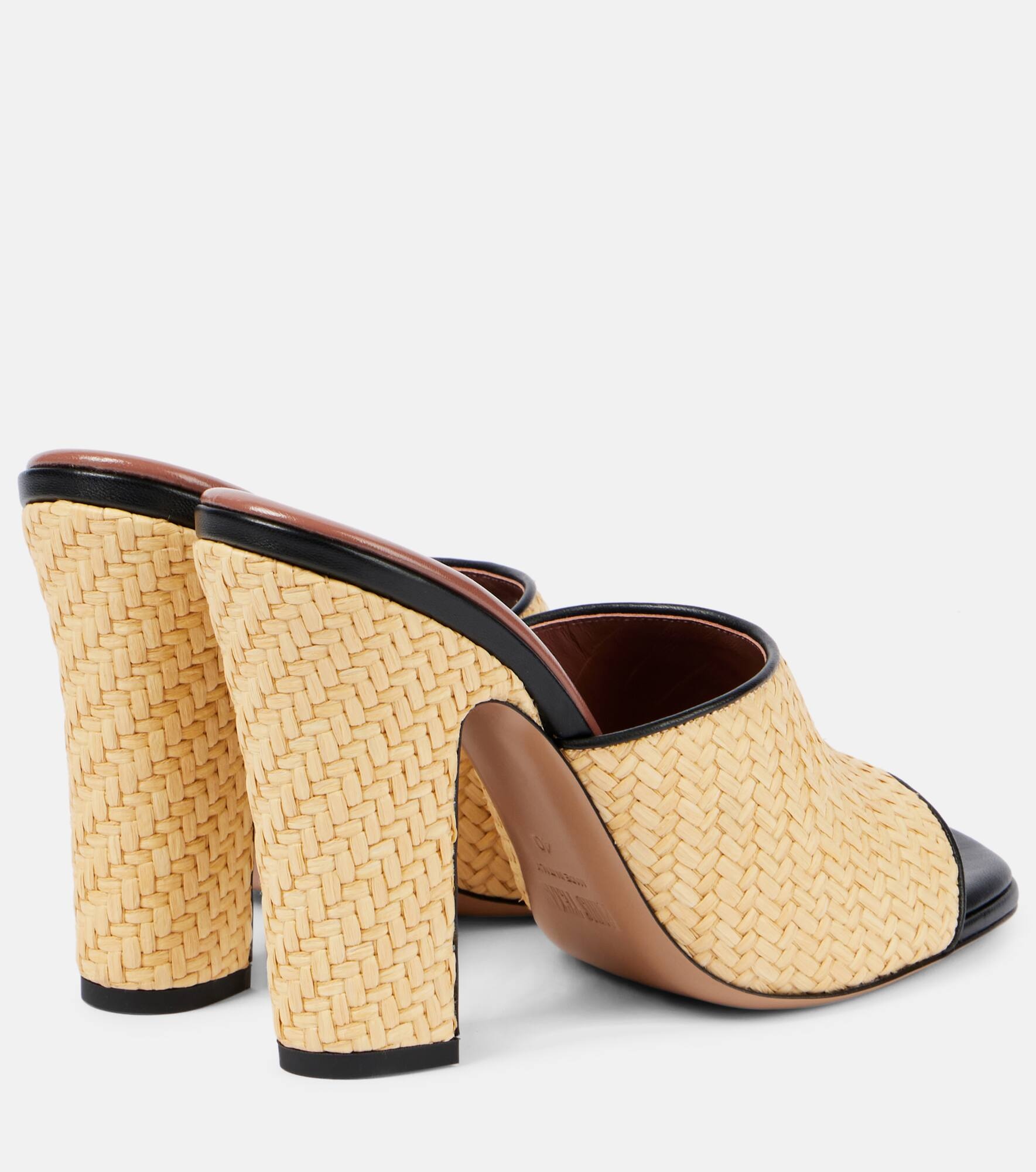 Ava 100 raffia and leather mules - 2