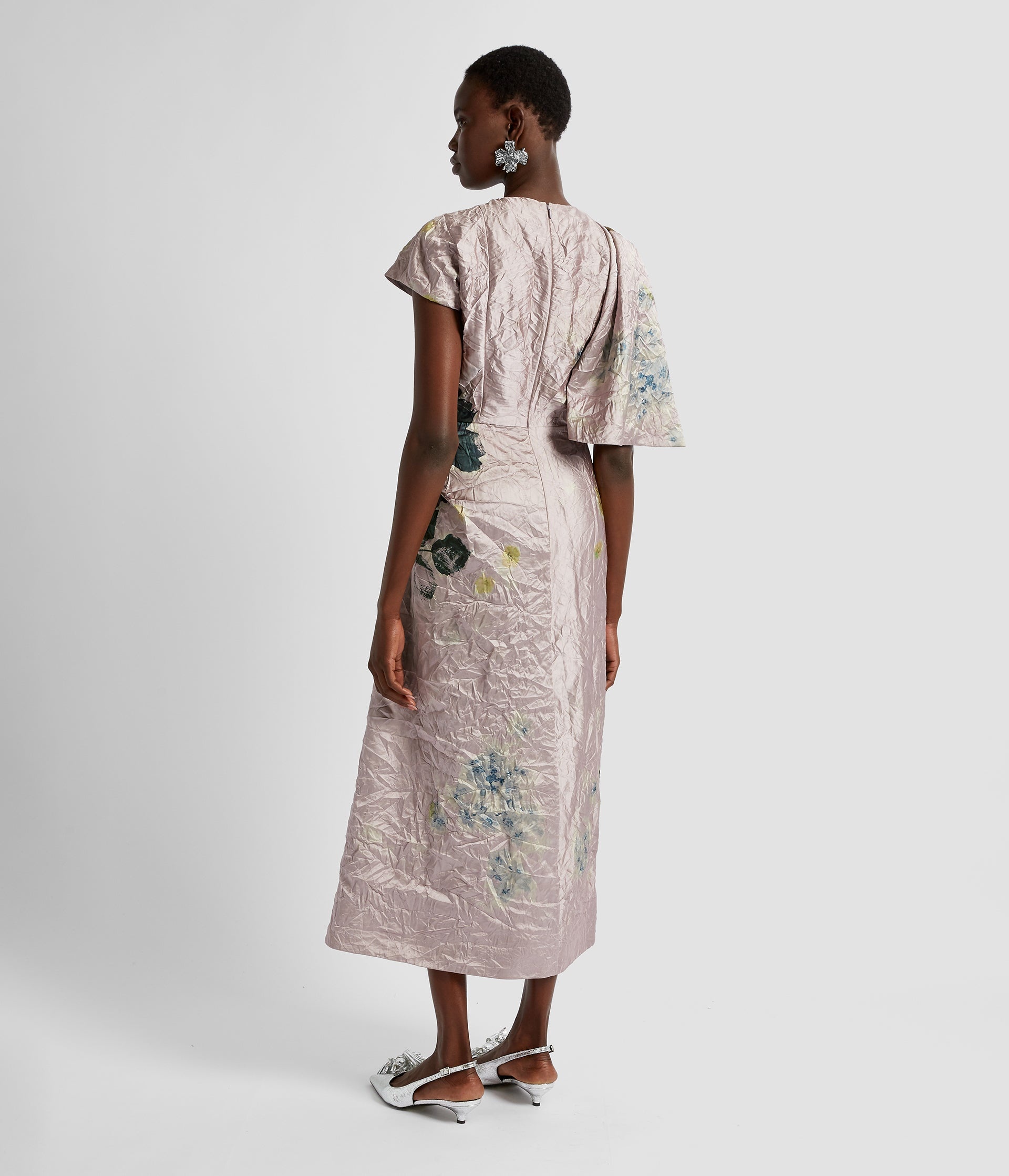 SHORT SLEEVE ASYMMETRIC MIDI DRESS - 3