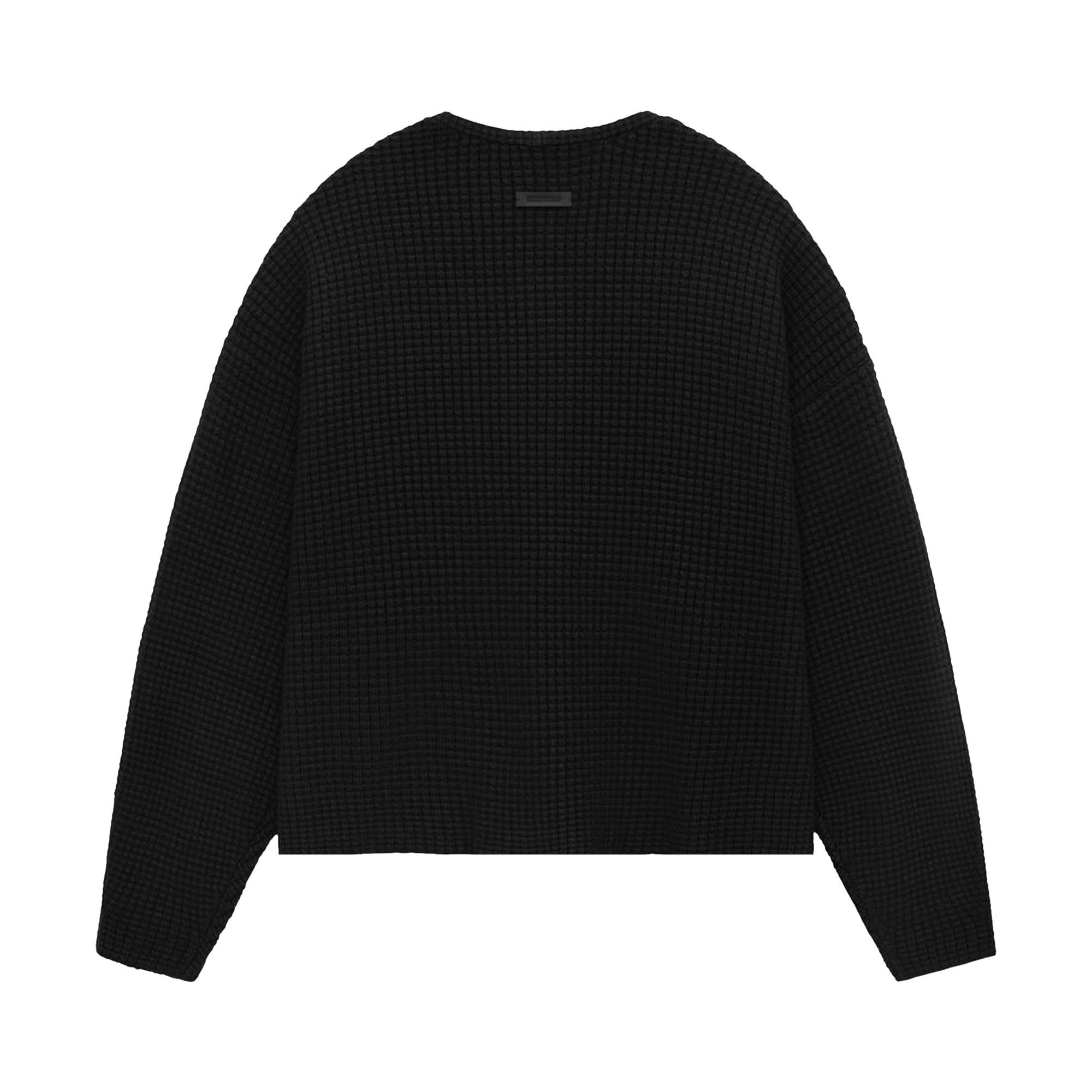 Fear of God Essentials Heavy Waffle Cardigan 'Black' - 2