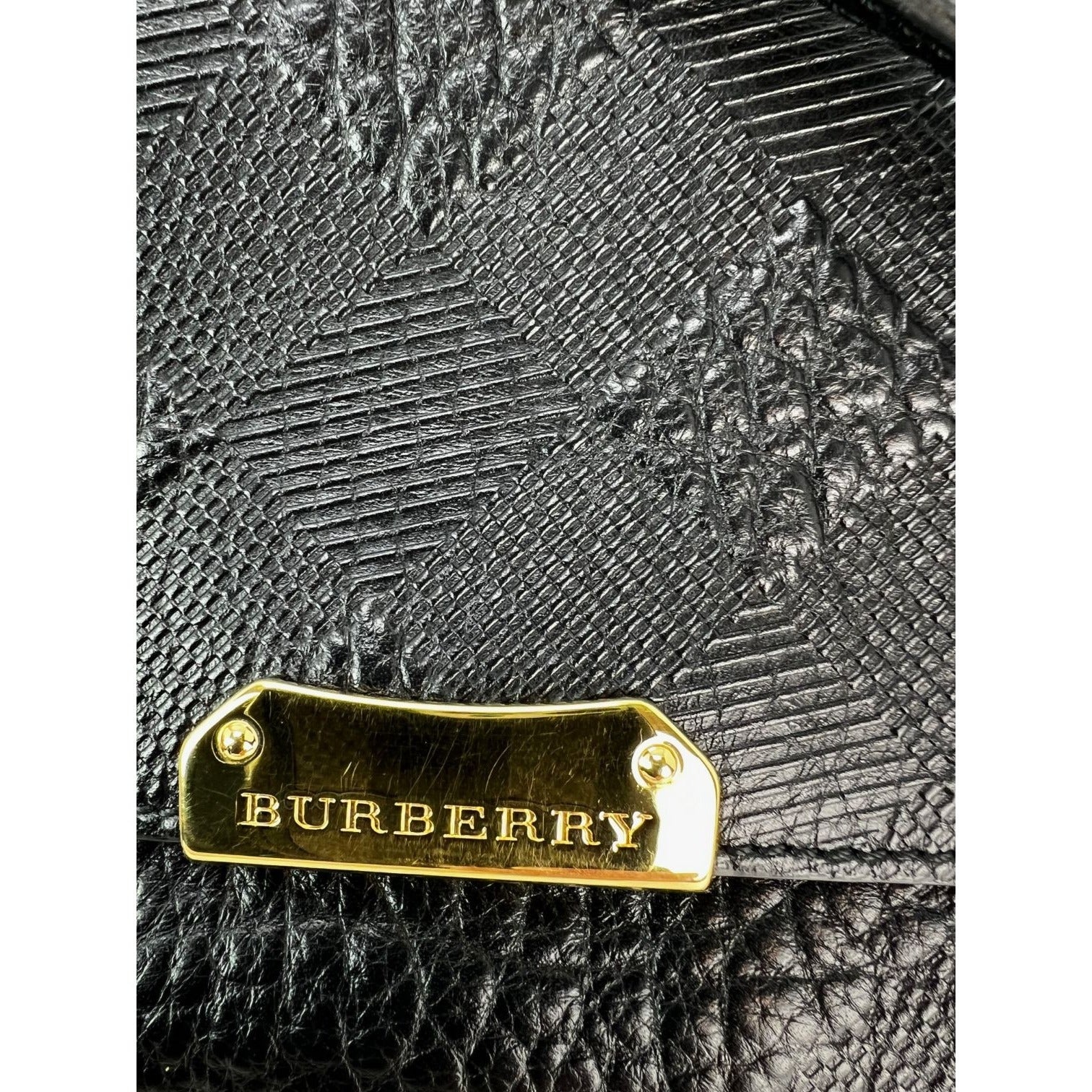 Burberry Signature Grain Leather Check Embossed Langley Black Crossbody - 13