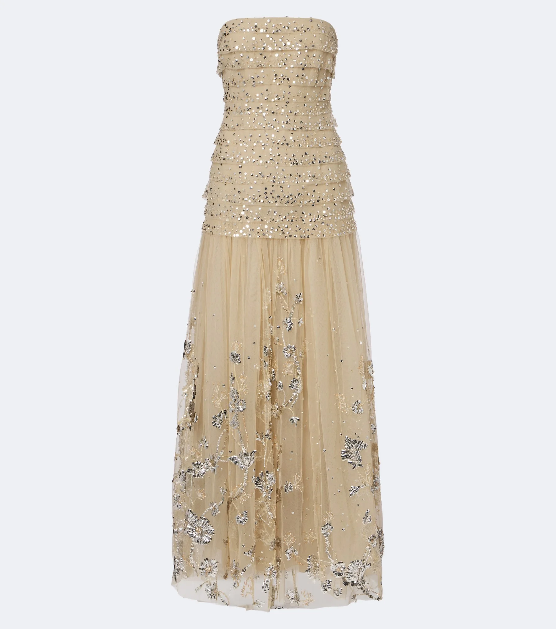Sequined tiered tulle bustier gown - 1