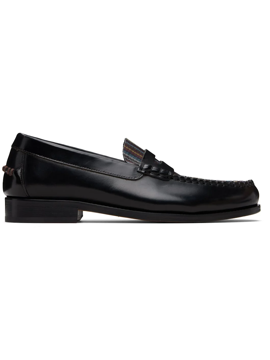 Black 'Signature Stripe' Leather 'Lido' Loafers - 1