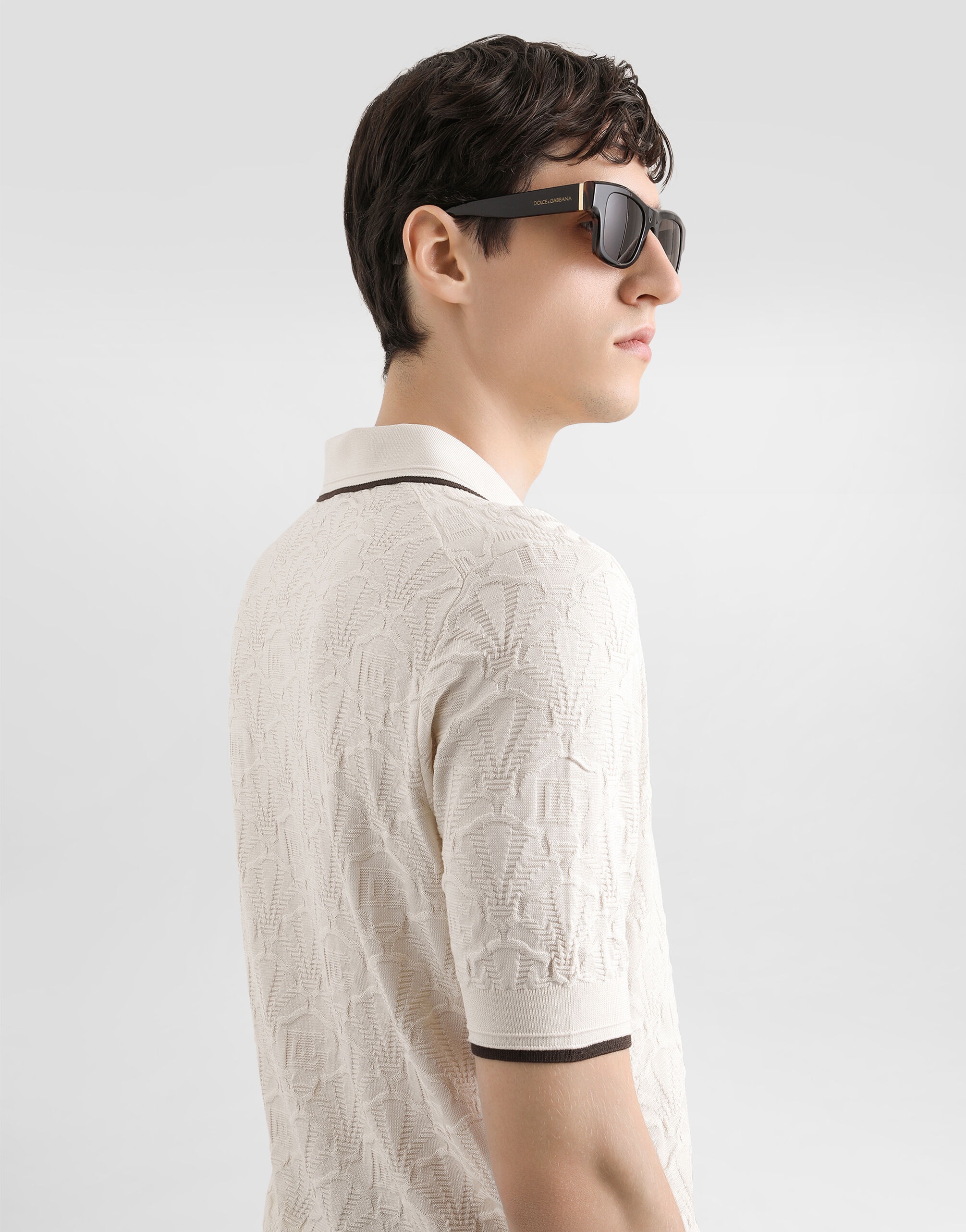 Silk polo shirt with allover logo - 5