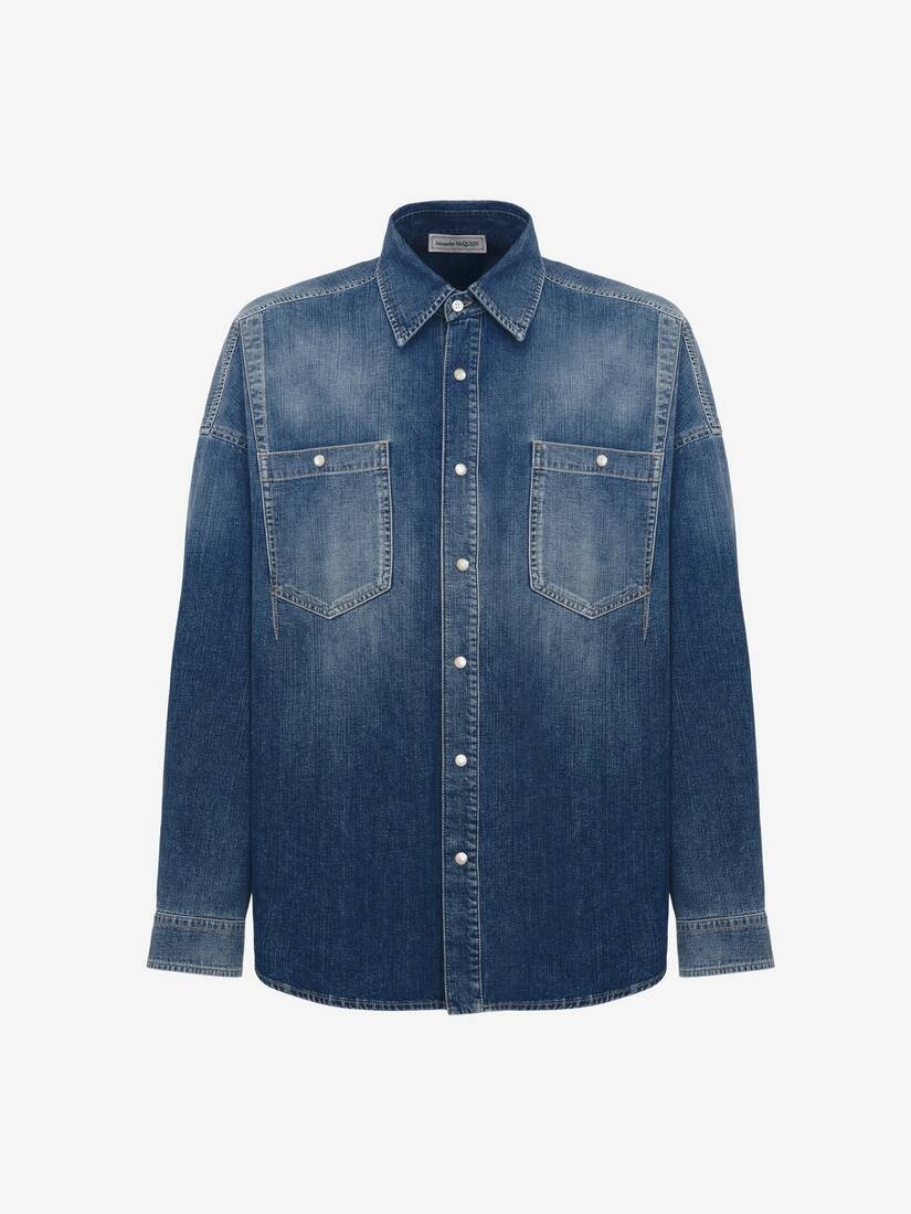 Alexander McQueen Denim Shirt Dress in Blue