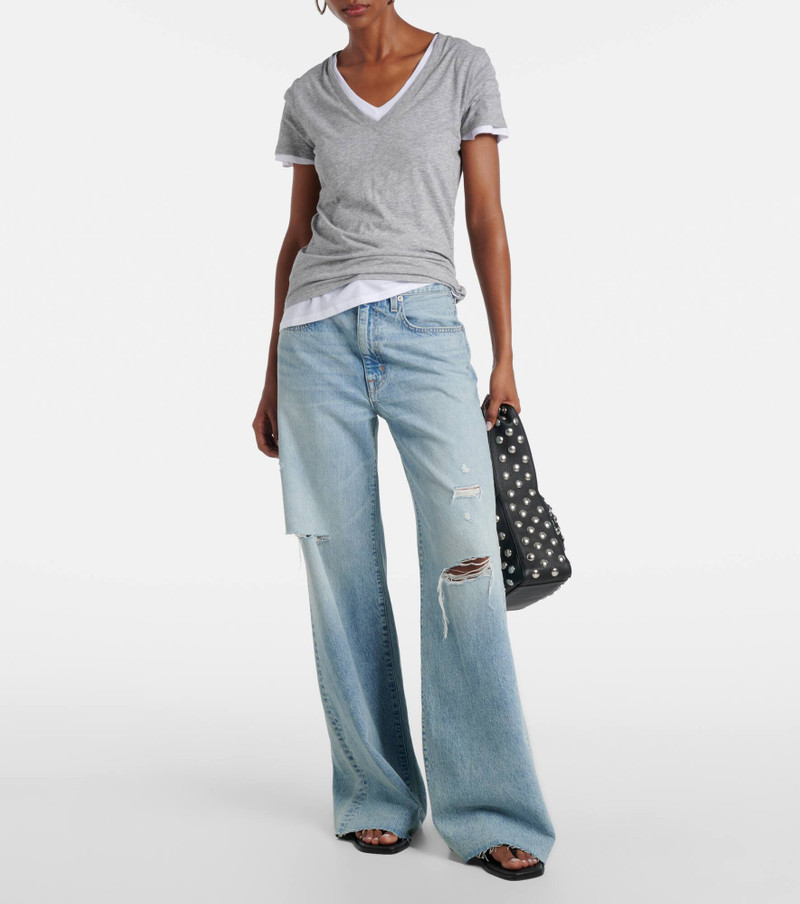 SLVRLAKE Nico distressed mid-rise wide-leg jeans outlook