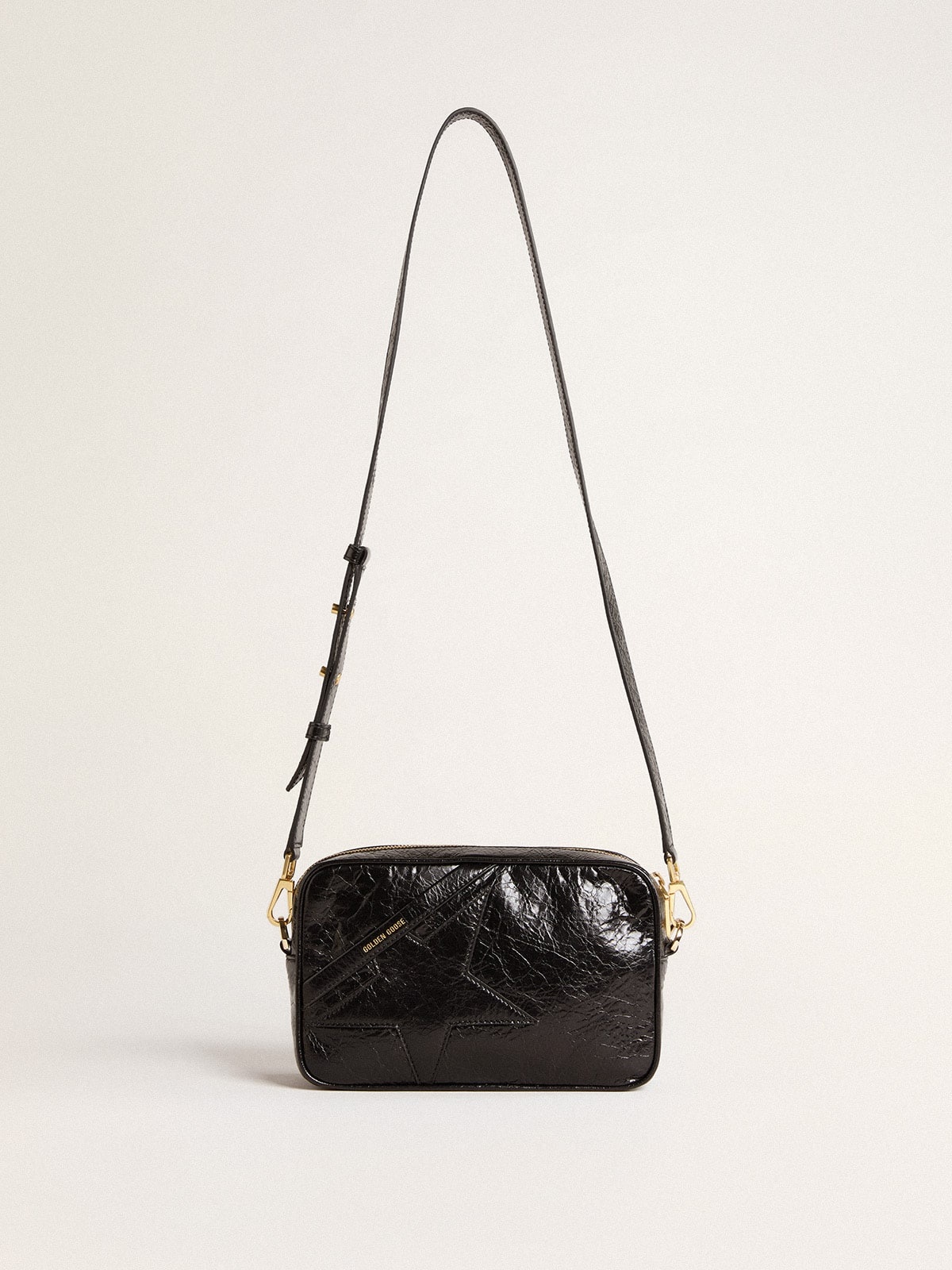 Star Bag in glossy black leather with tone-on-tone star - 2