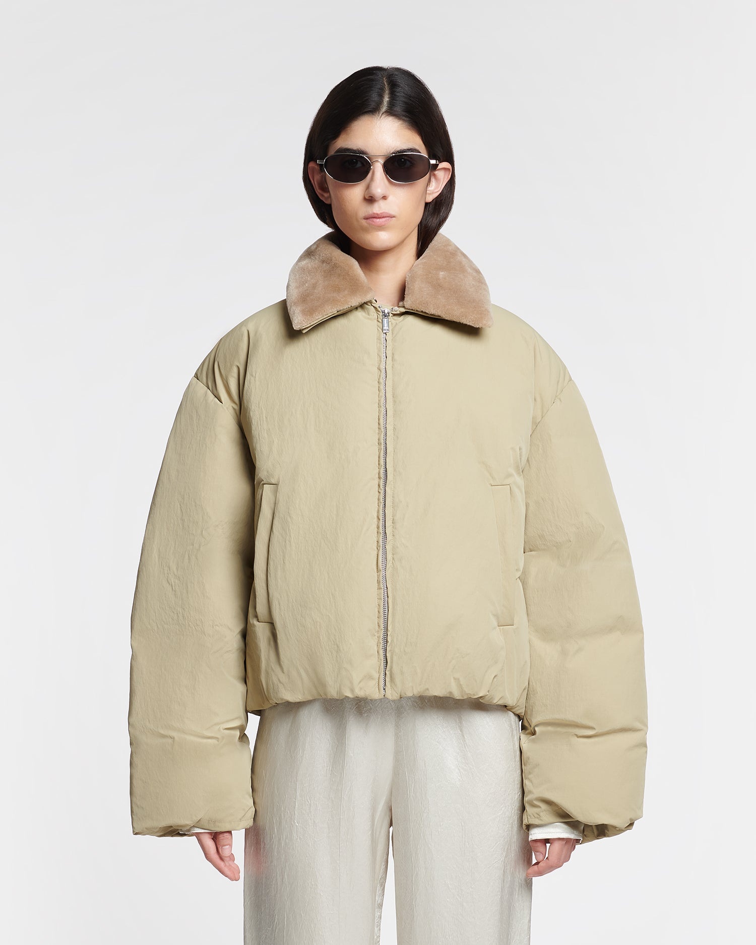 Faux Fur and Tech Nylon Jacket - 6
