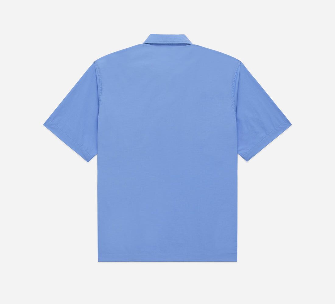 Short Sleeve Zip Shirt - Powder Blue Nylon - 2