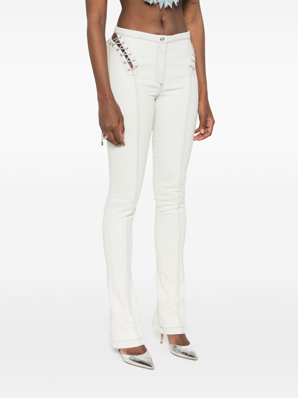 lace-up jeans - 3